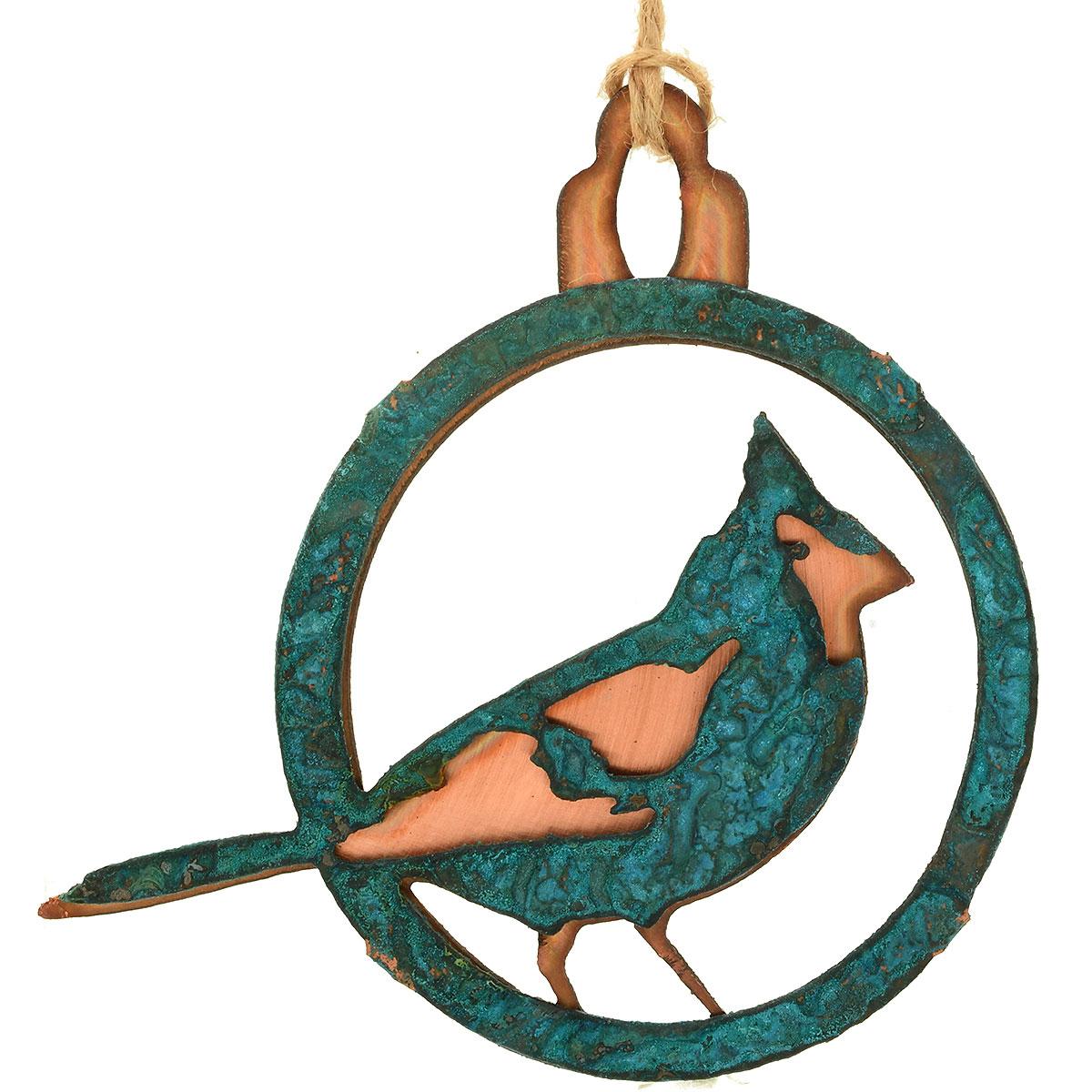 Patina Cardinal Metal Ornament