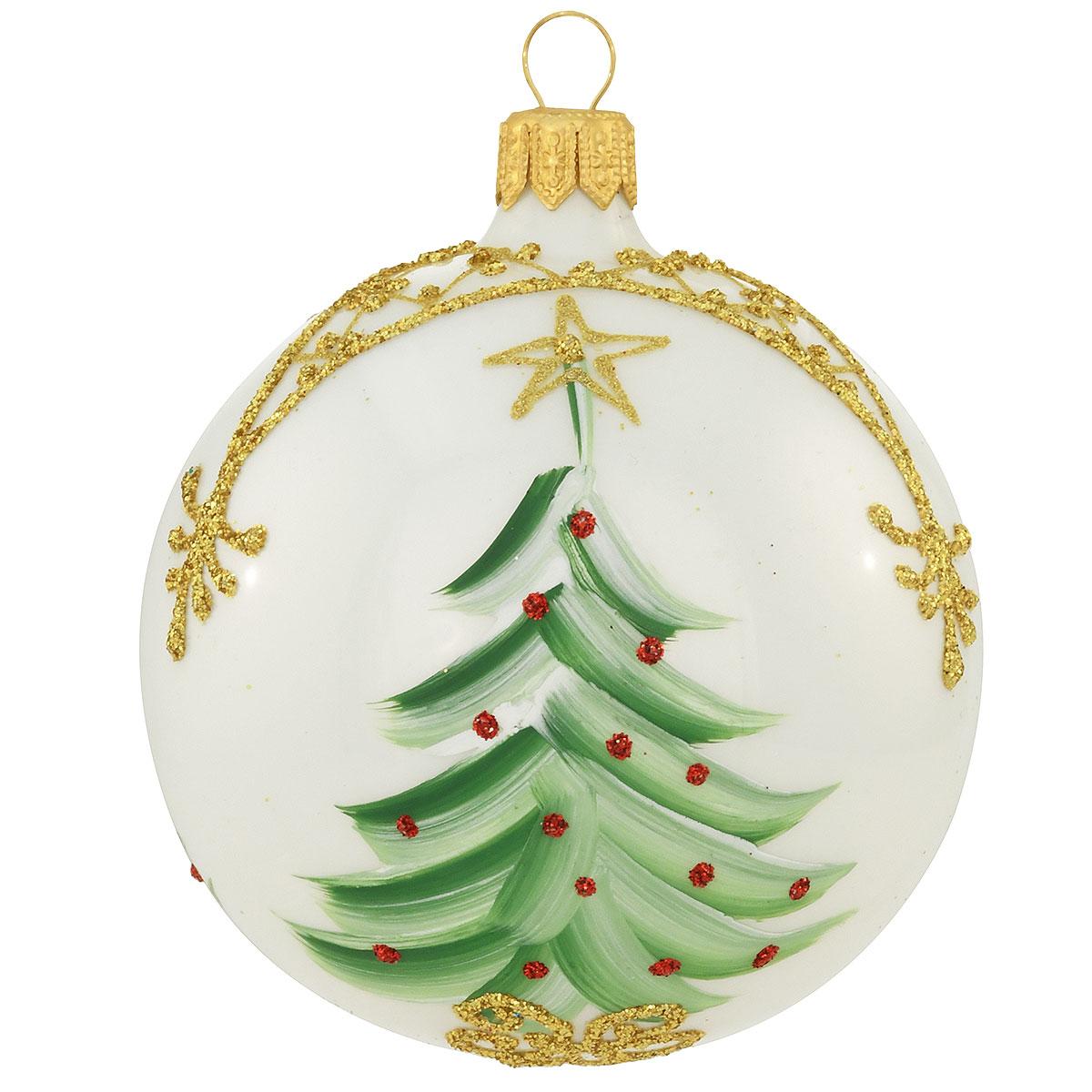 Hand-Painted Christmas Tree Glass Ornament