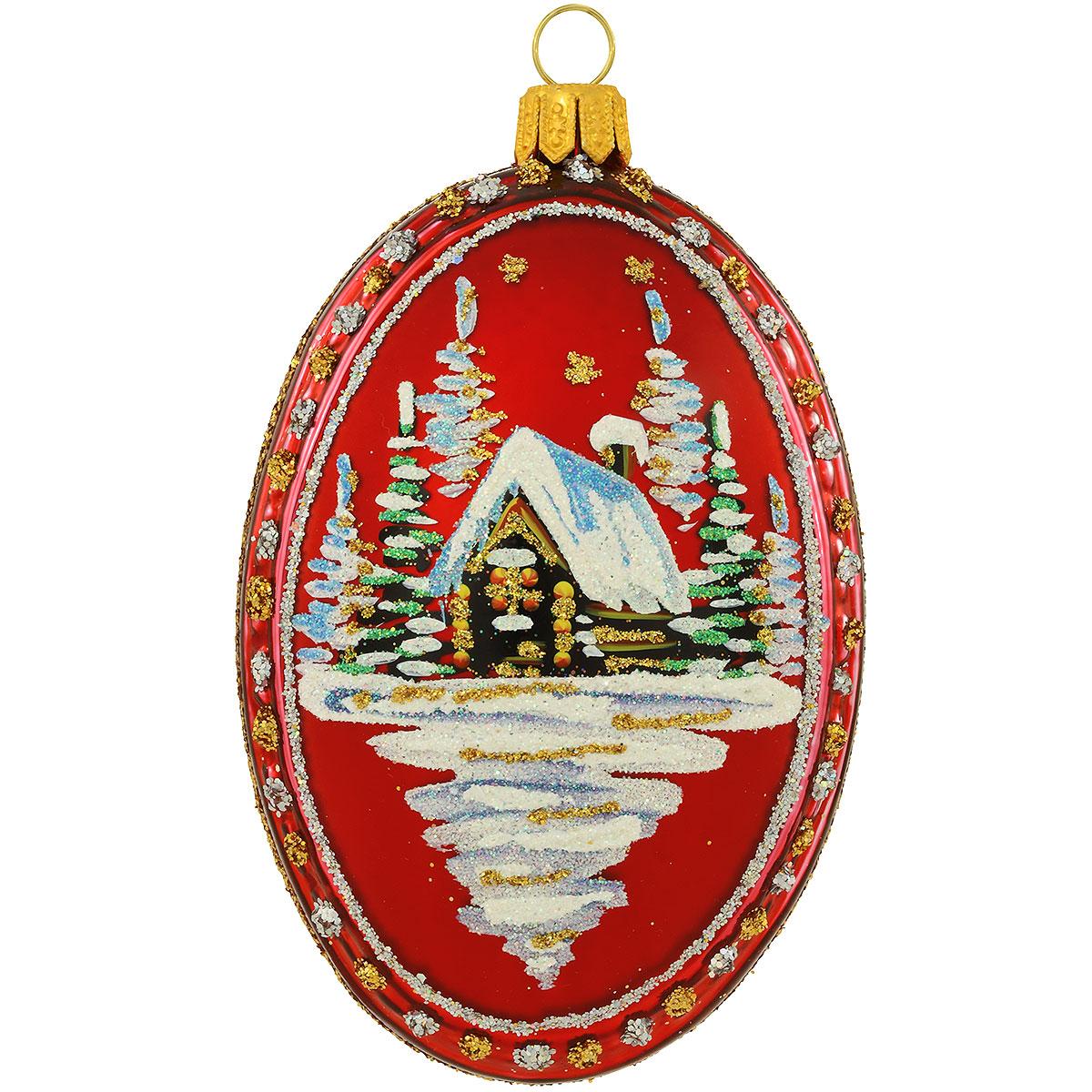 Cabin Red Medallion Ornament