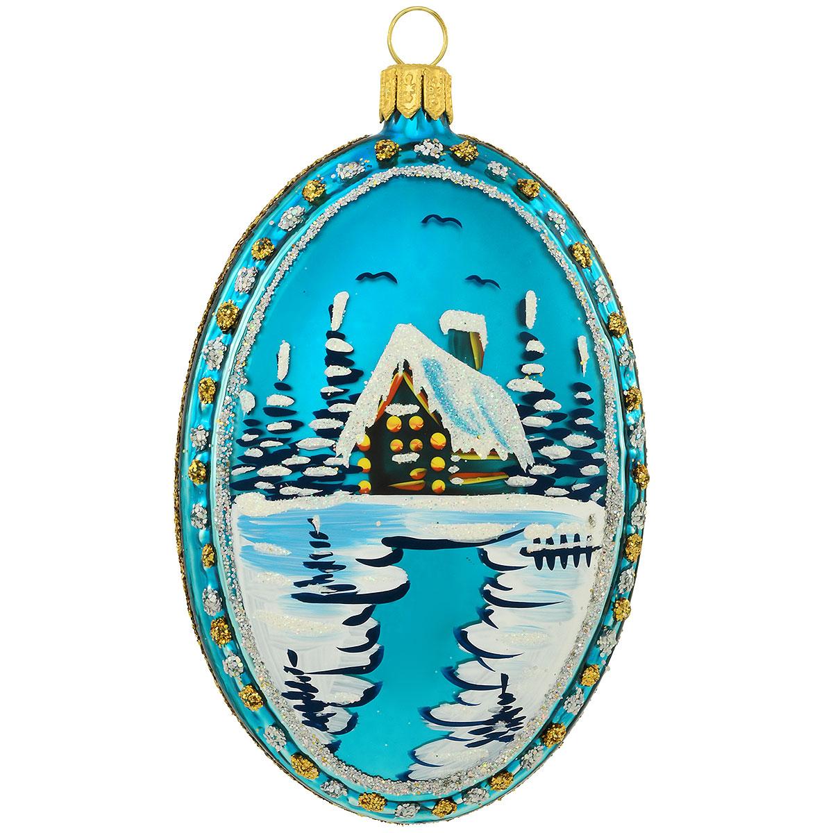 Cabin Aqua Medallion Ornament