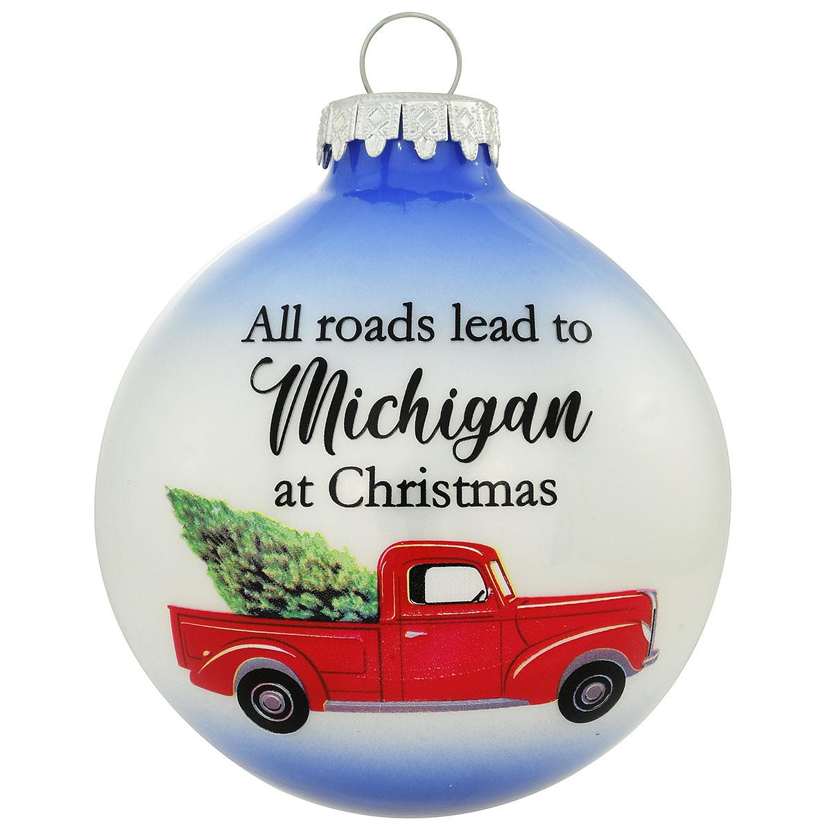 Michigan Christmas Glass Ornament