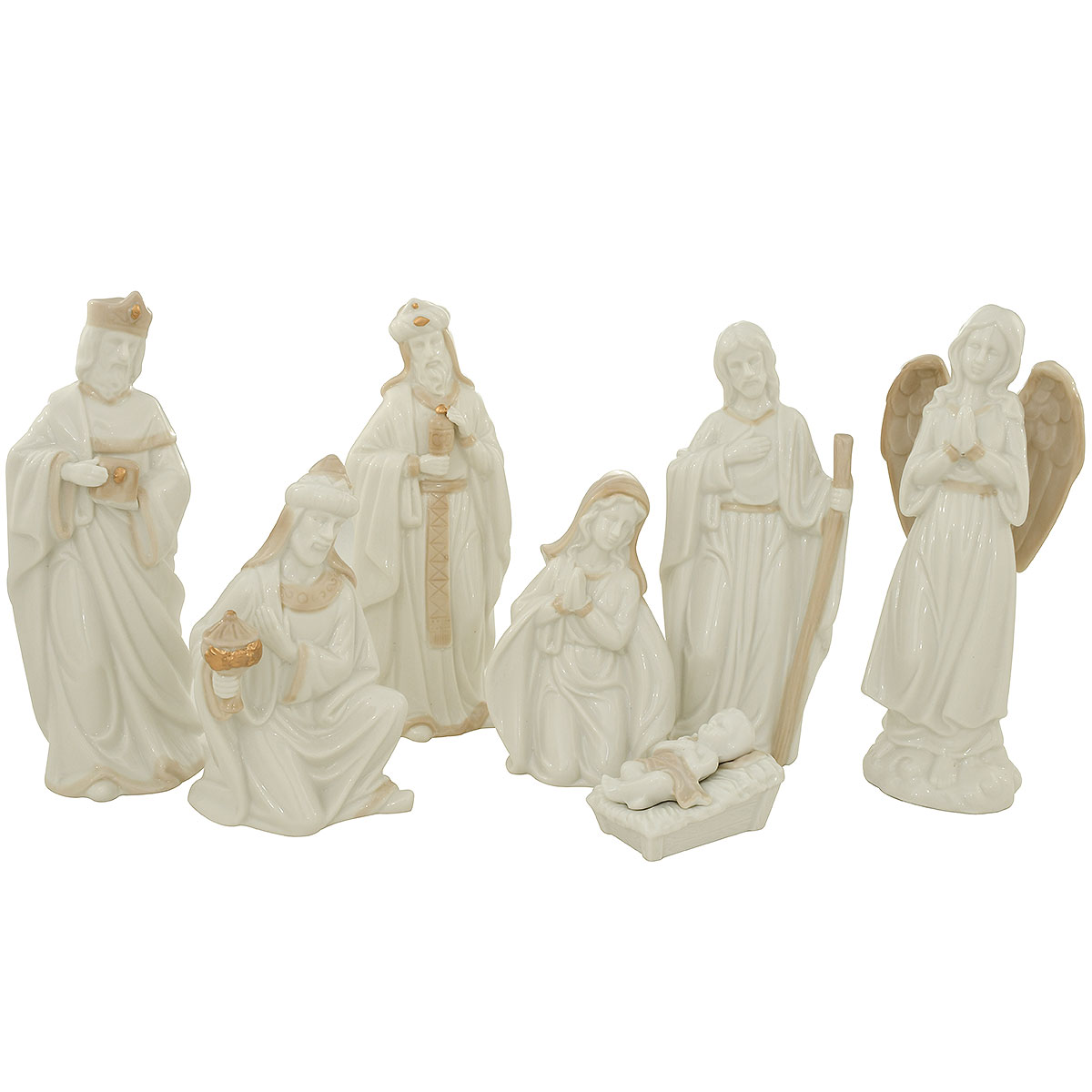 7 Piece Ivory Ceramic Nativity