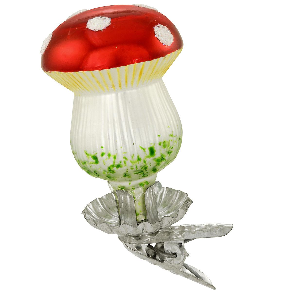 Mushroom Clip-On Glass Ornament