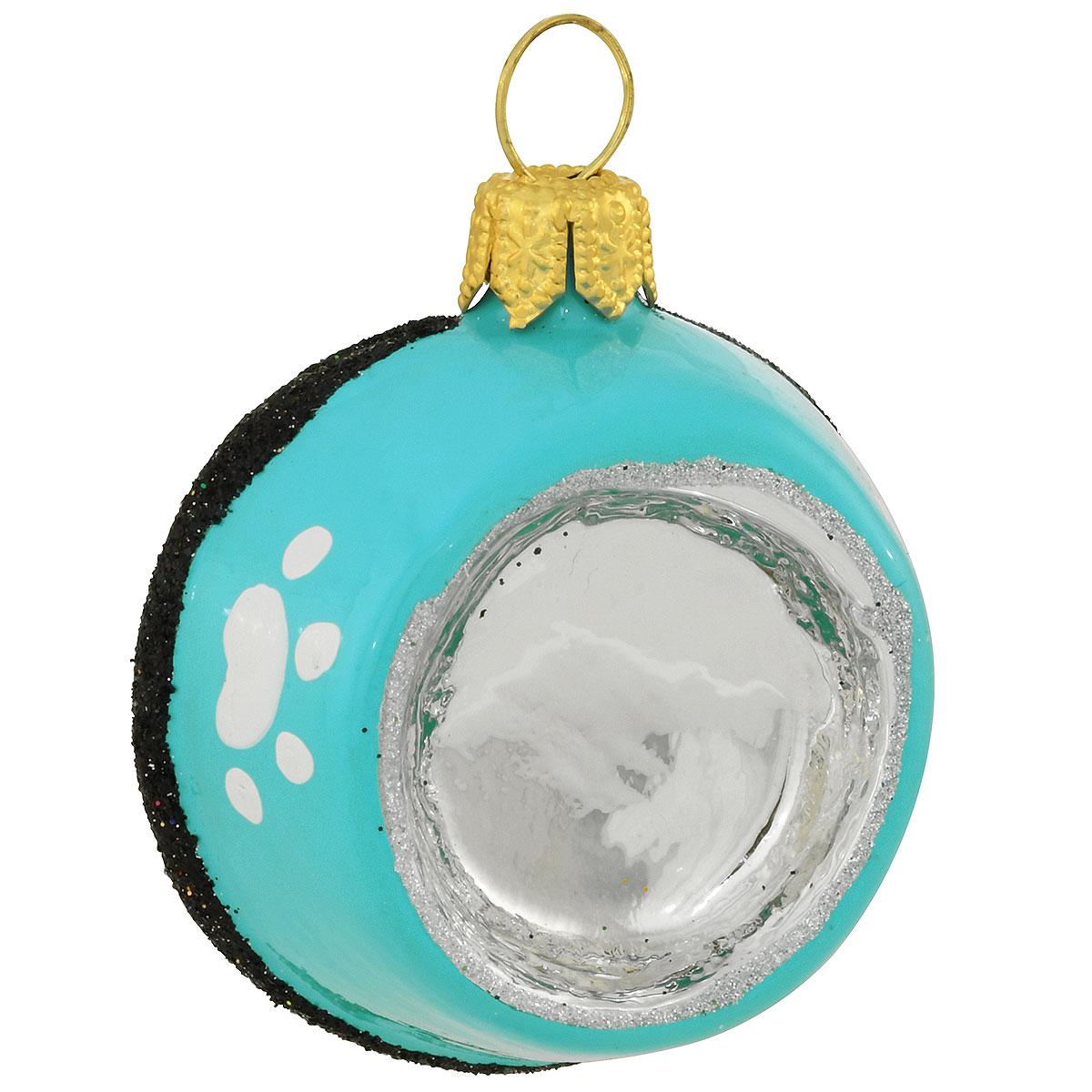 Blue Dog Dish Glass Ornament