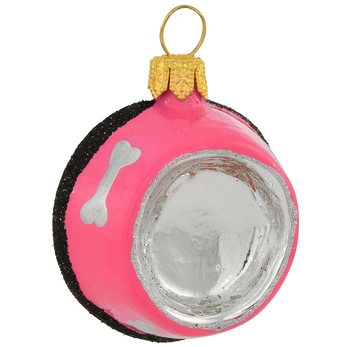 Pink Dog Dish Glass Ornament