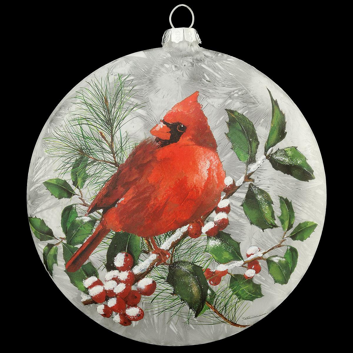 Cardinal On Branch Disc Ornament