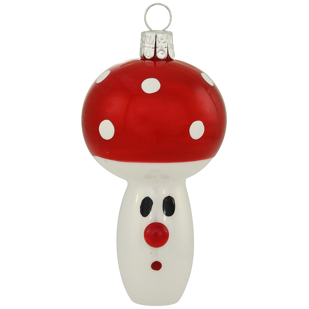 Mushroom With Face Glass Ornament