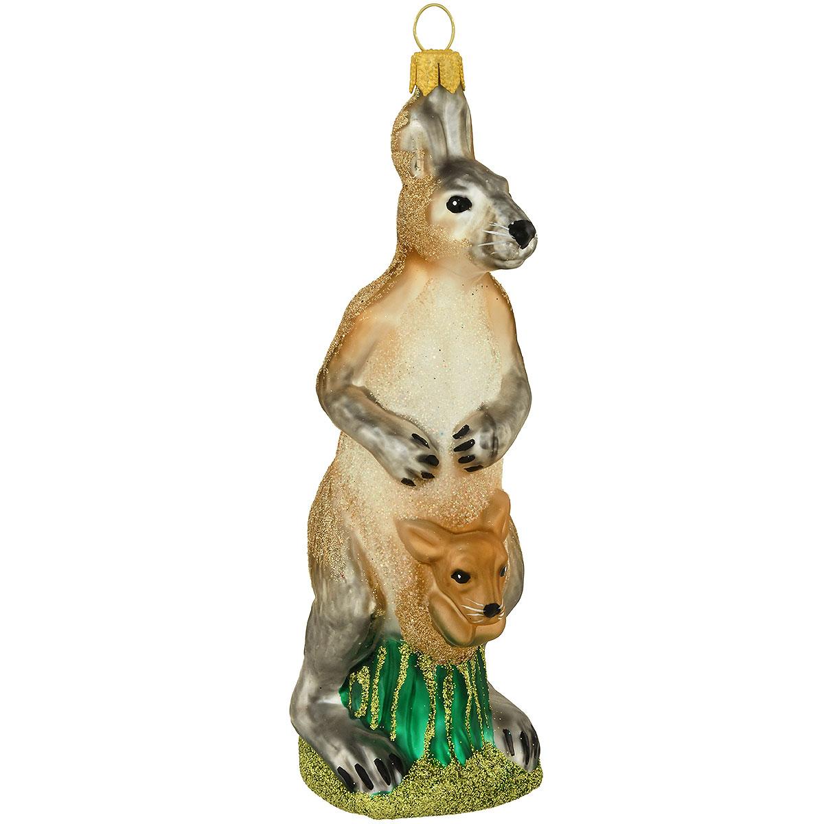 Kangaroo And Joey Glass Ornament