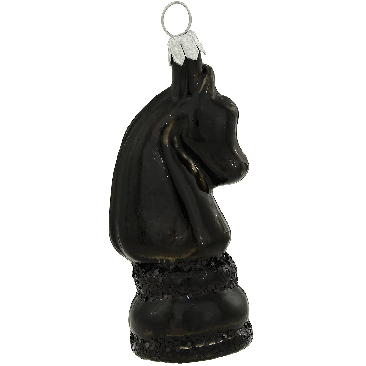 Chess Knight Black Glass Ornament