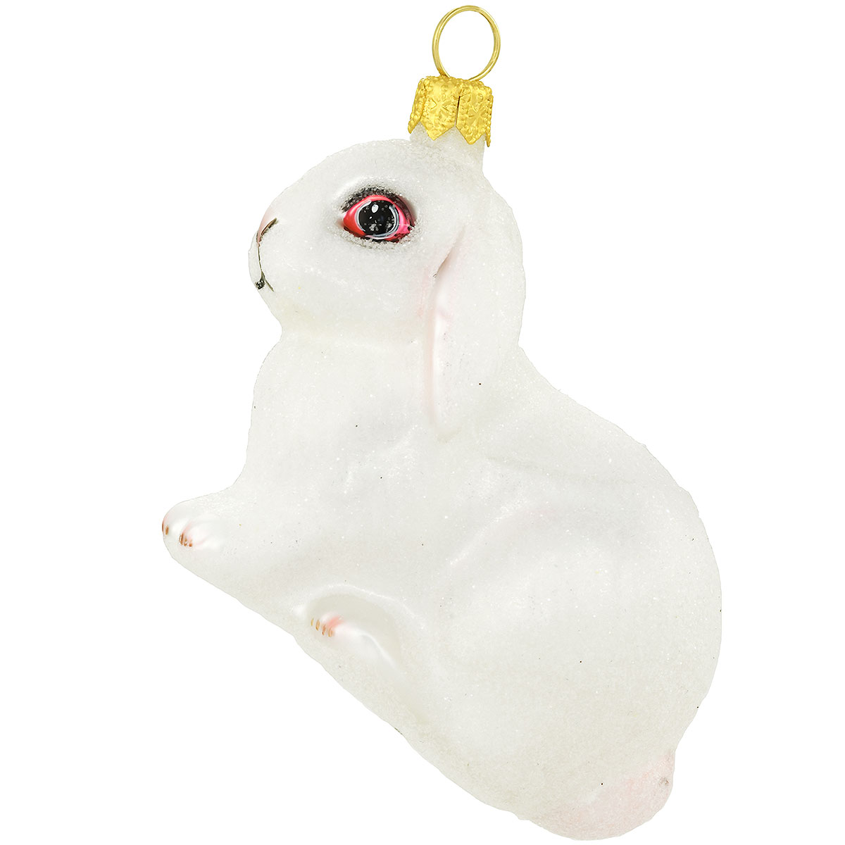 White Bunny Glass Ornament