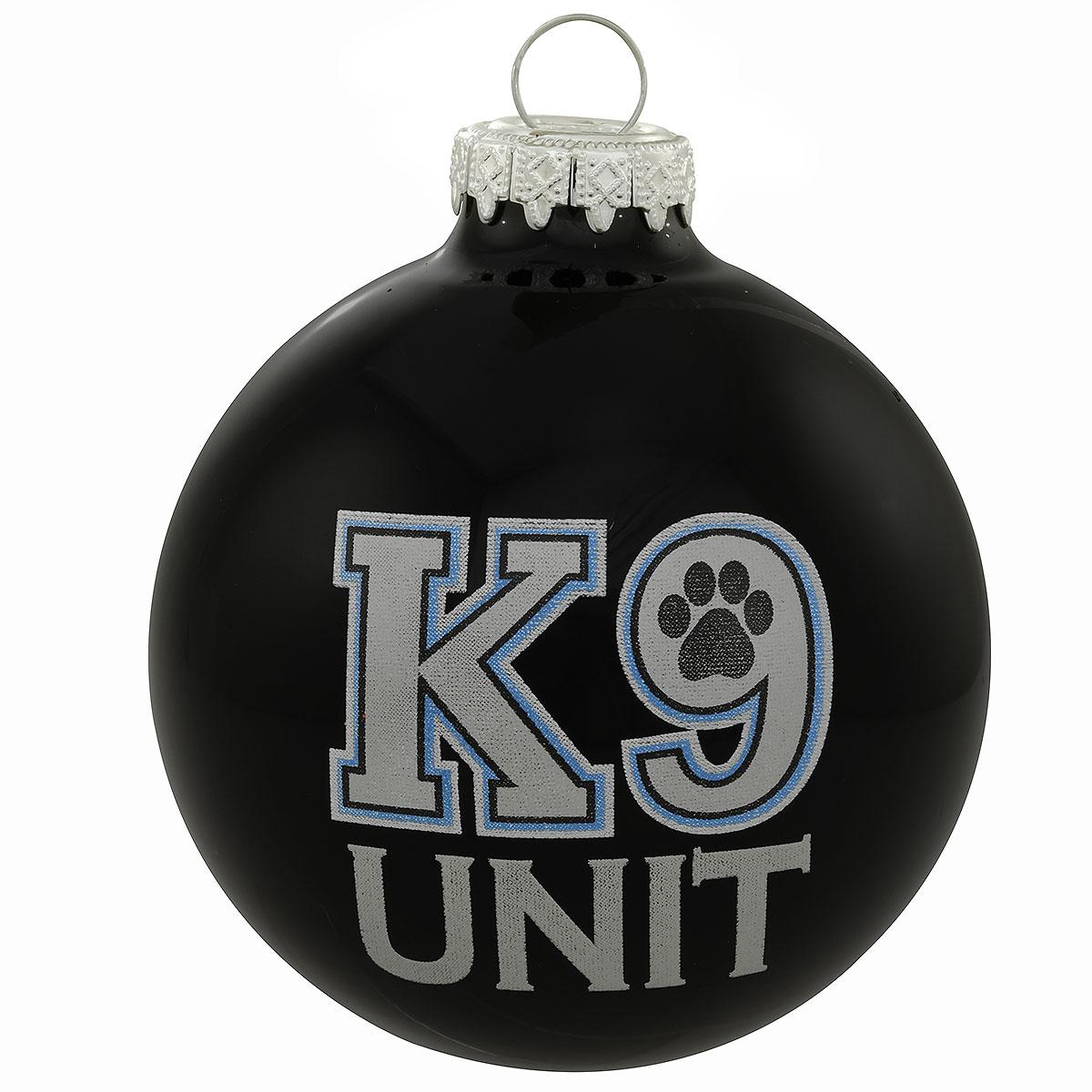 K9 Unit Black Glass Ornament