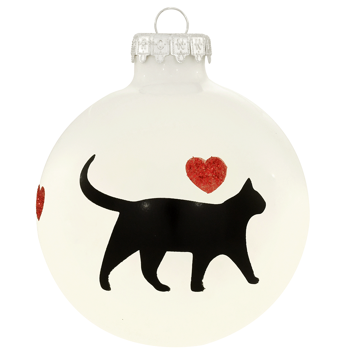 Cat Silhouette Glass Ornament