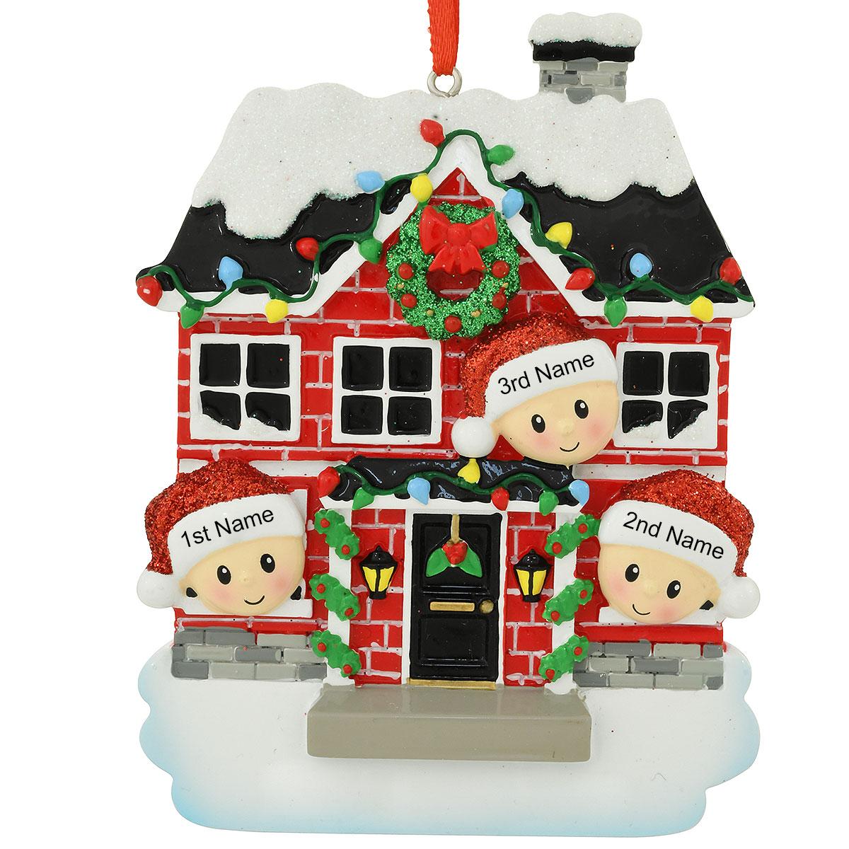 Personalized Family Of 3 In House Ornament