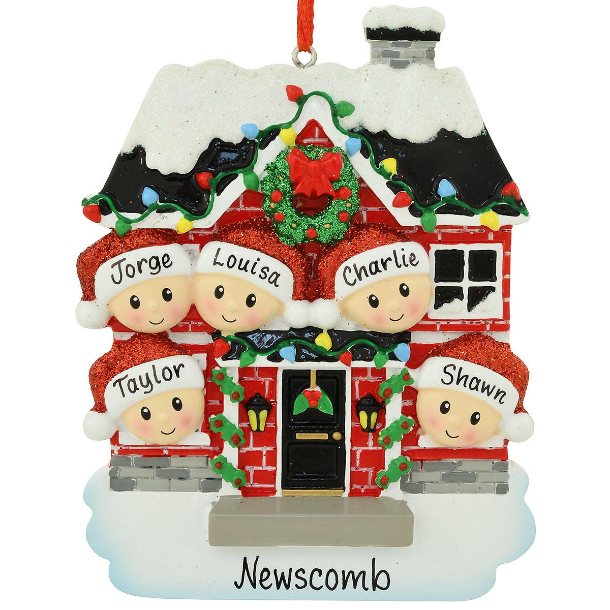 Family Of 5 House Ornament
