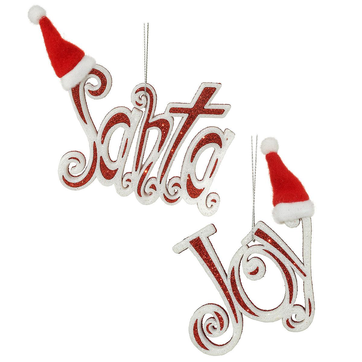 Santa And Joy Word Ornaments