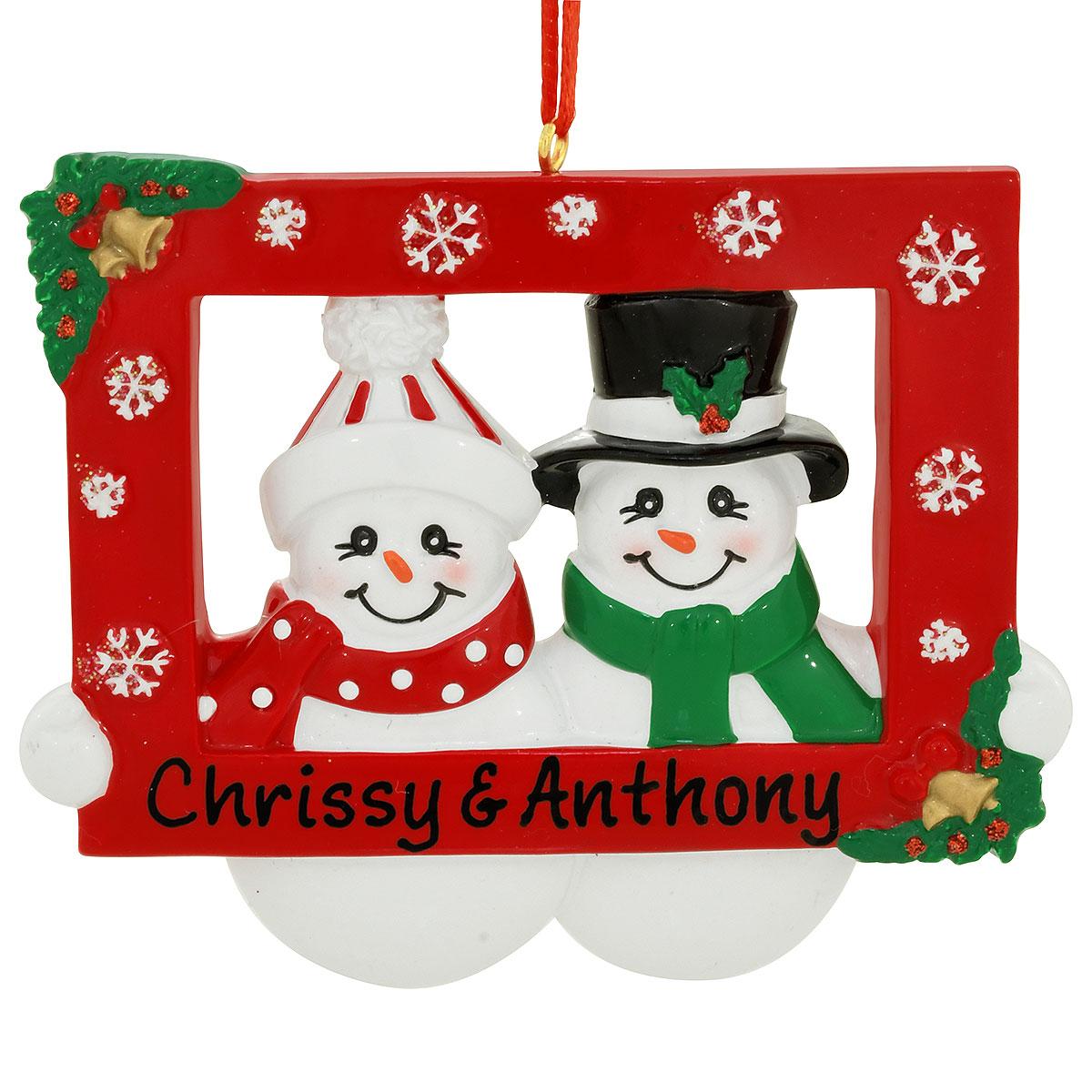 Picture Frame Snow Couple Ornament