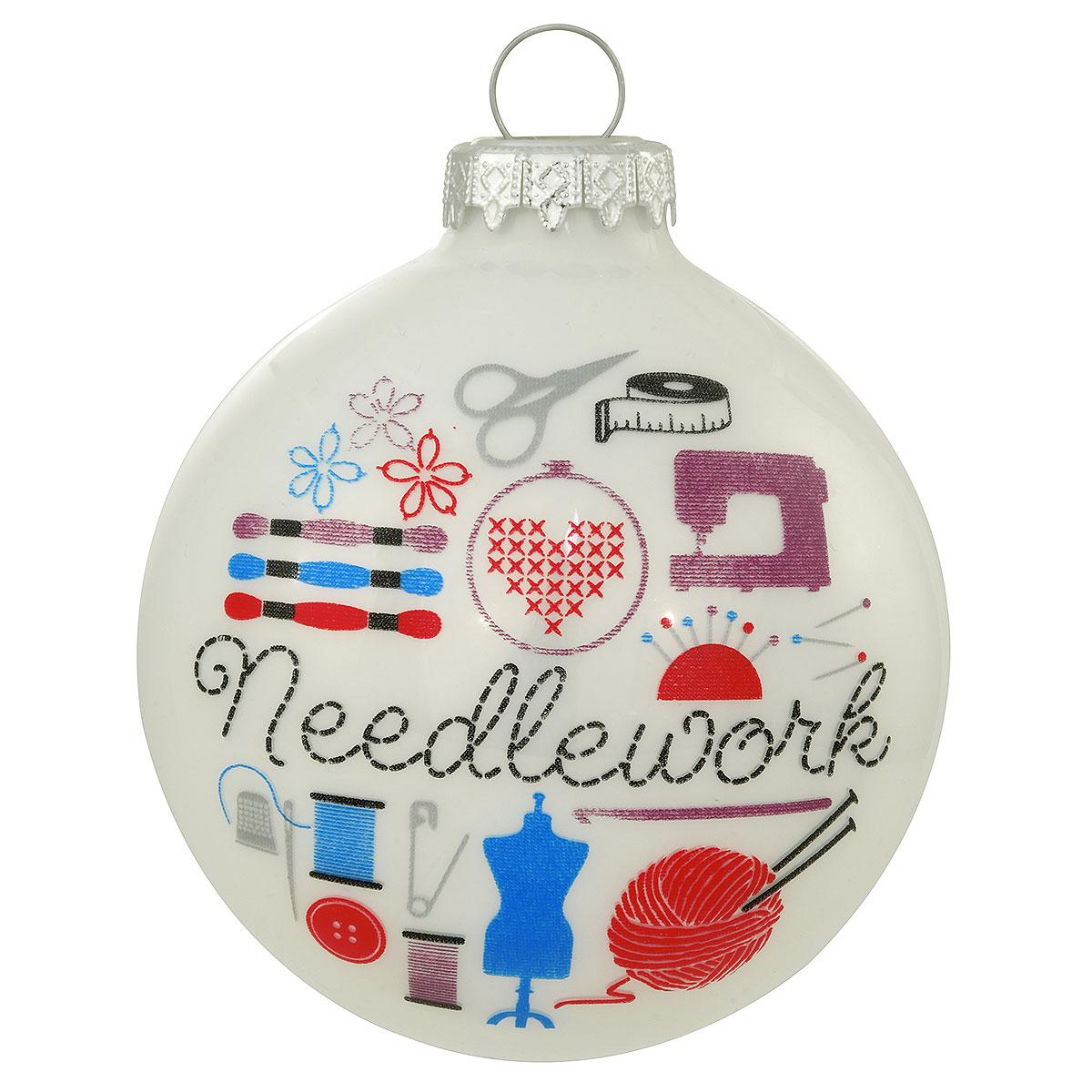 Needlework Glass Ornament