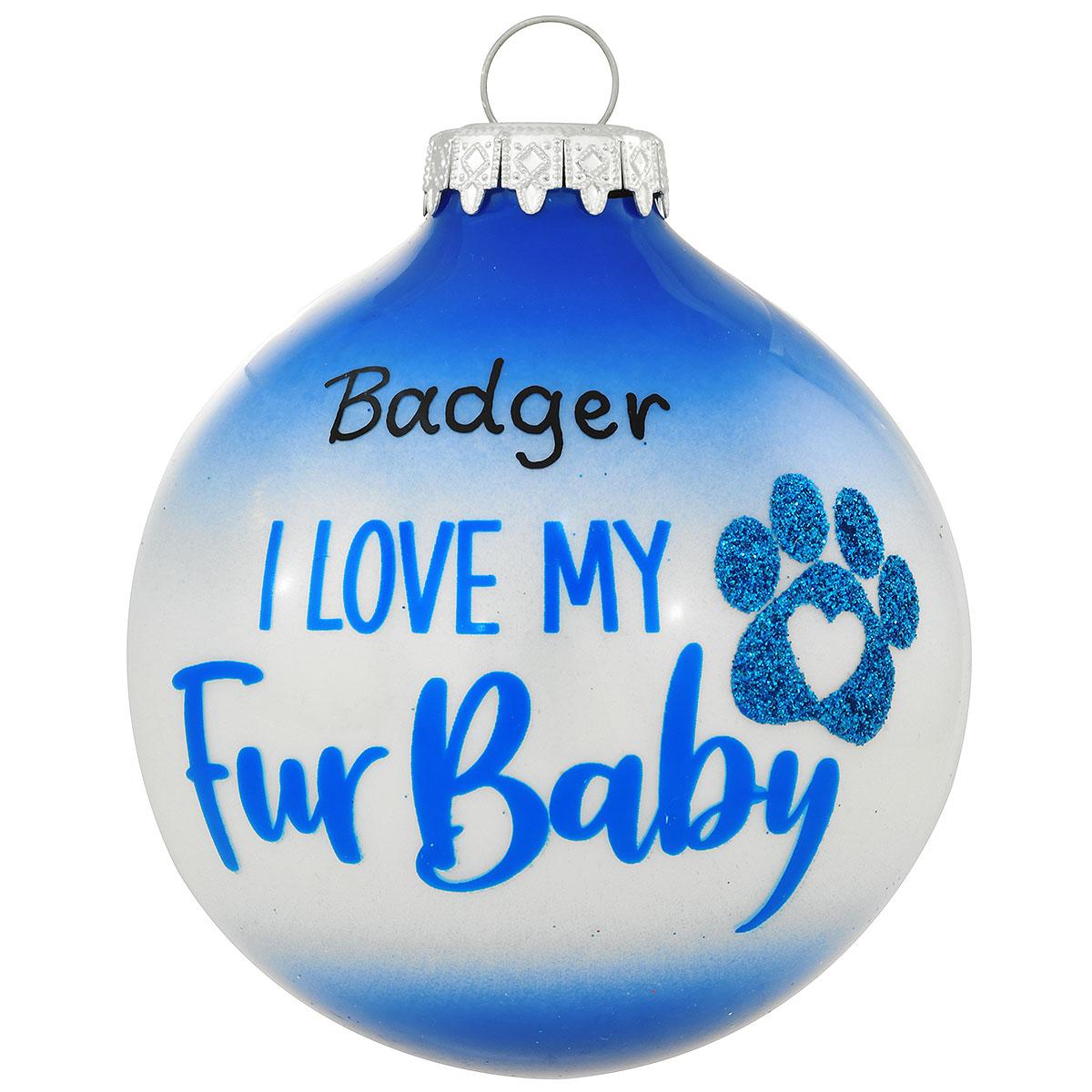Personalized Blue Fur Baby Ornament