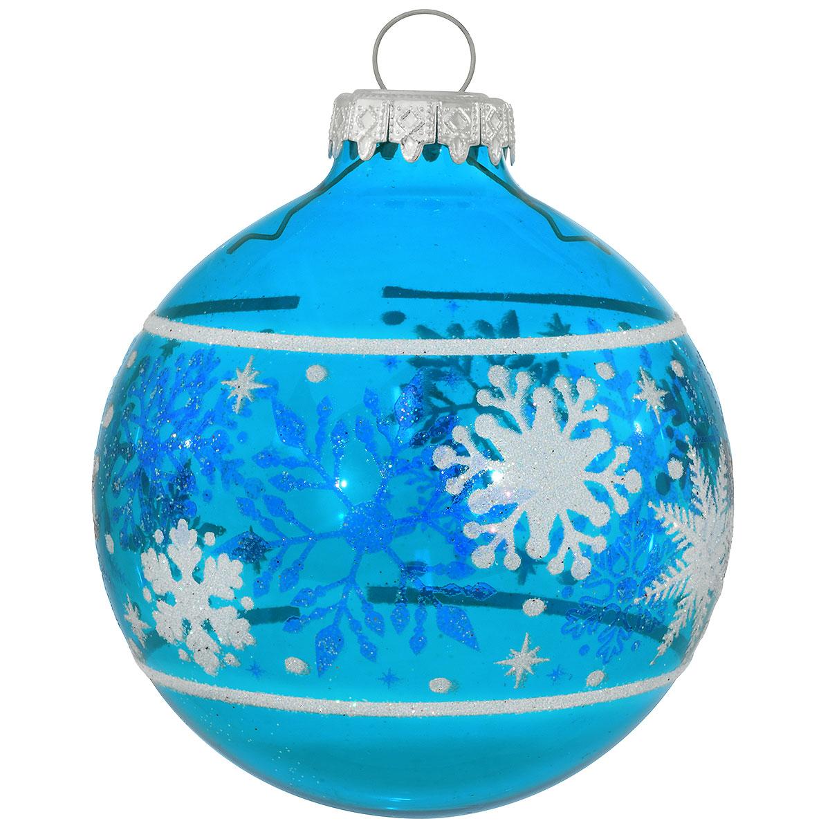 Snowflakes On Aqua Glass Ornament