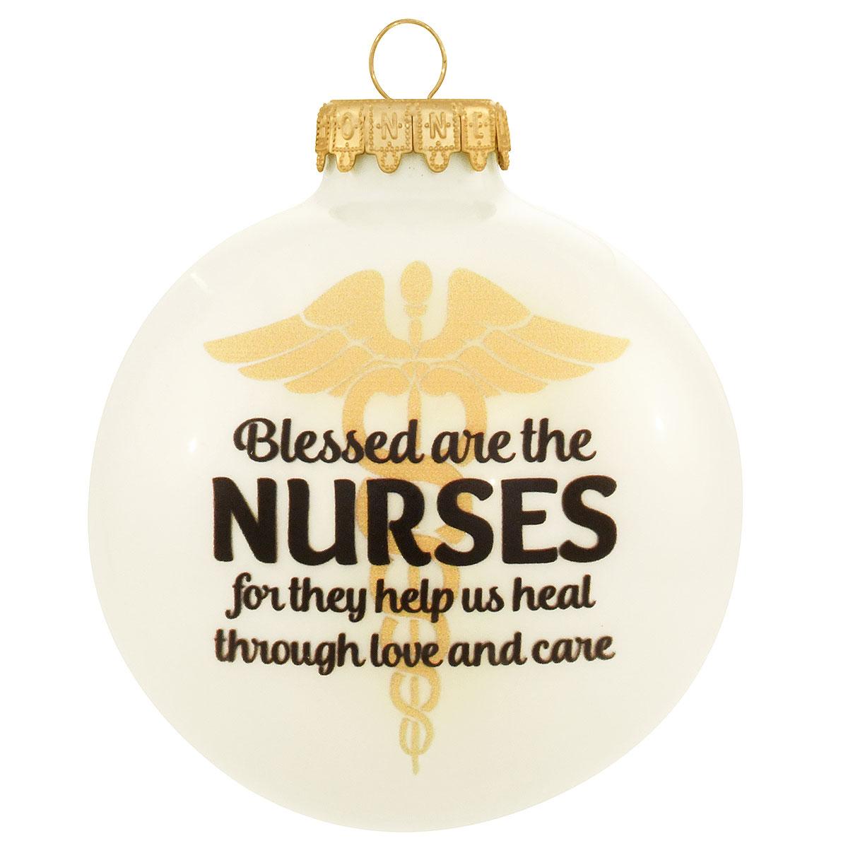 Blessed Are Nurses Glass Ornament