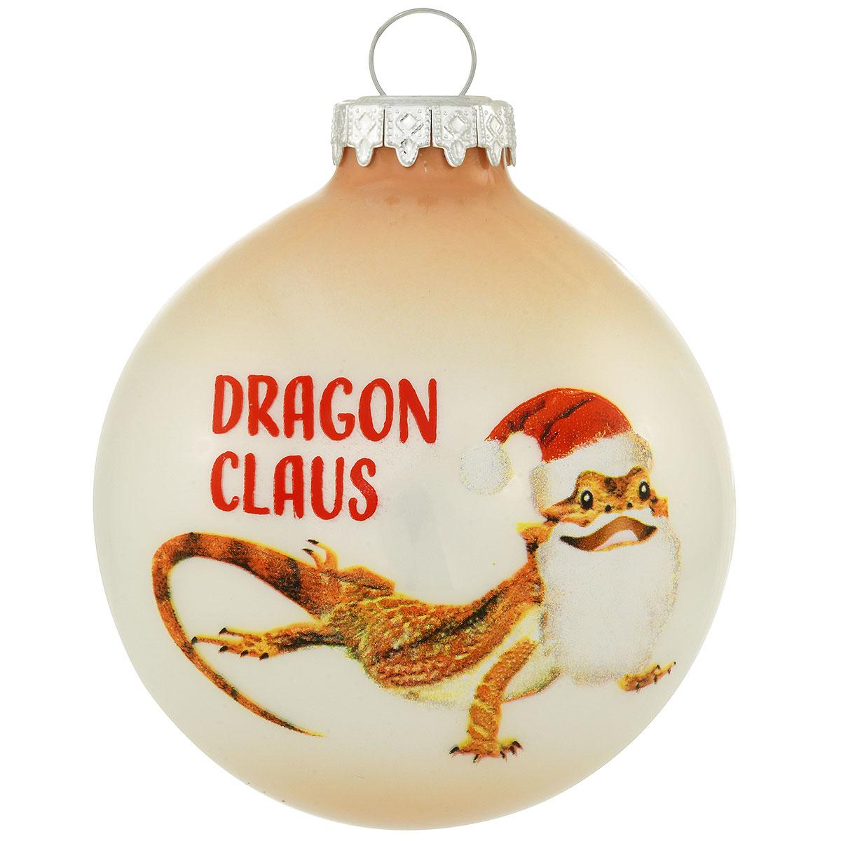 Bearded Dragon Claus Glass Ornament