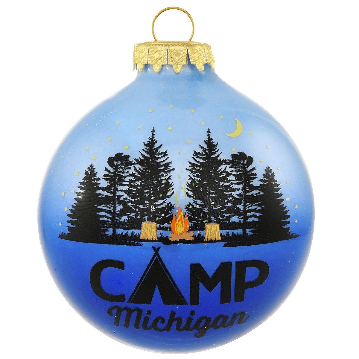Camp Michigan Glass Ornament