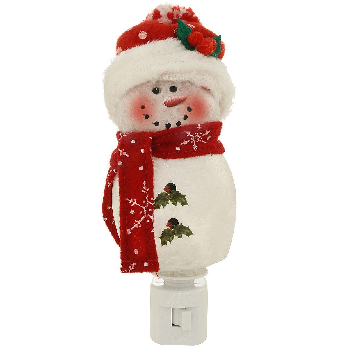 Snowman Night Light With Red Hat An