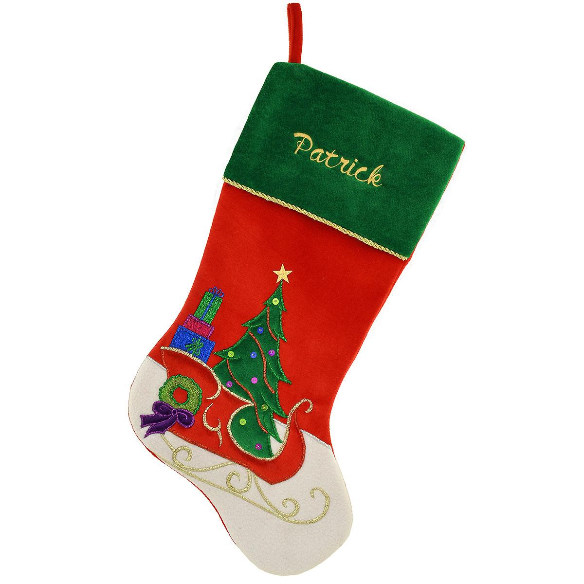 Personalized Stocking With Sleigh