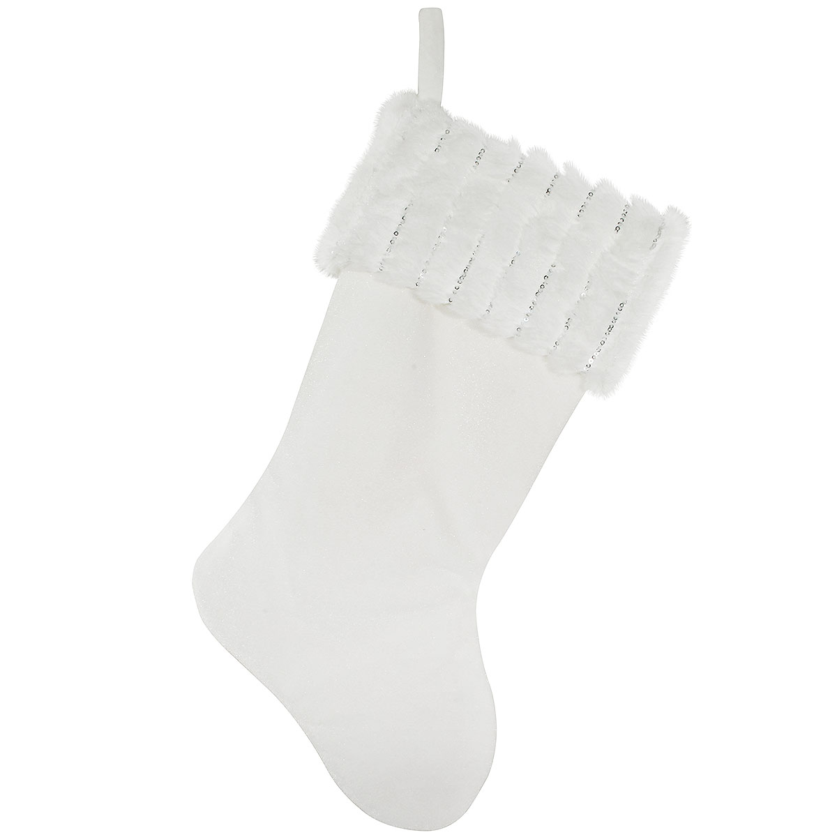 19 Inch White Velvet Stocking