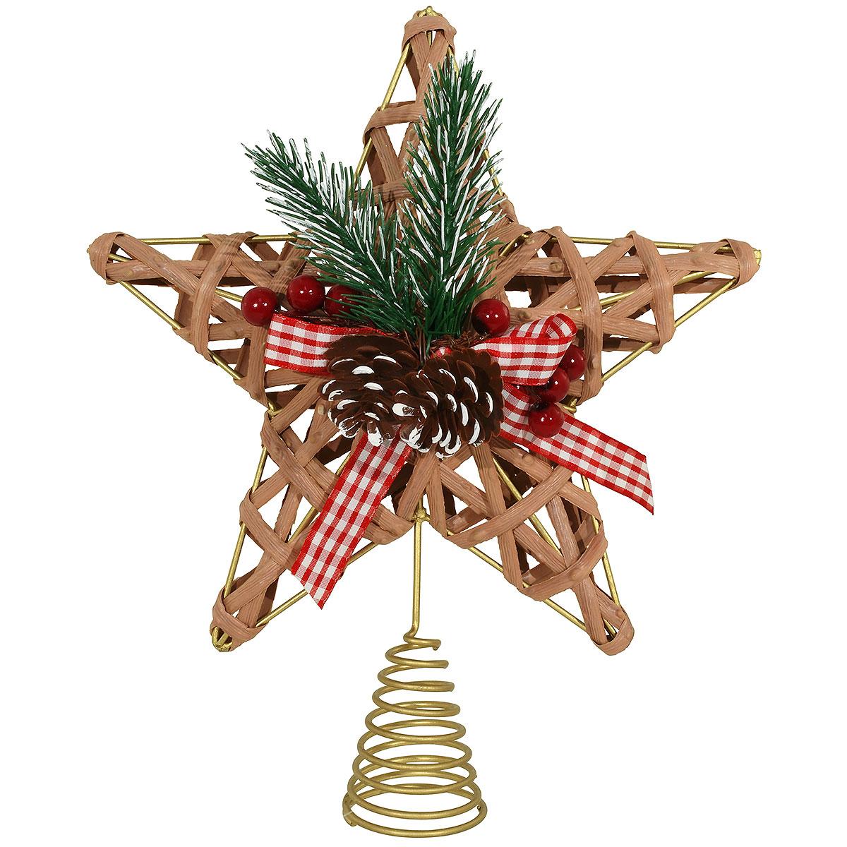 Star With Gingham Bow Tree Topper
