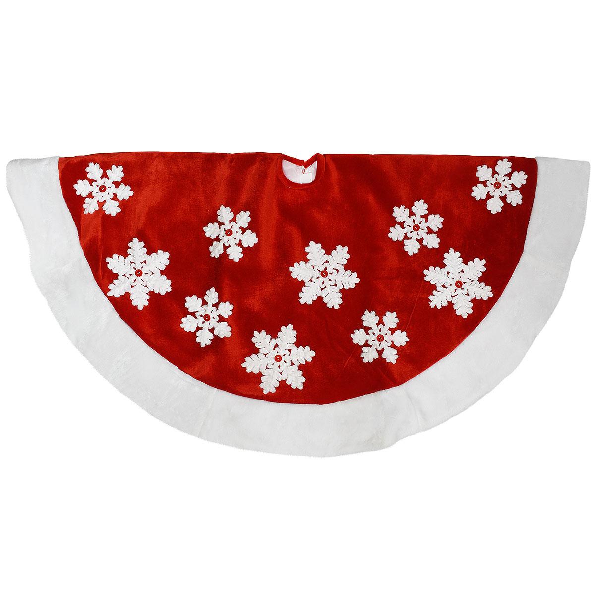 48 Inch Snowflake Red Velvet Tree Skirt