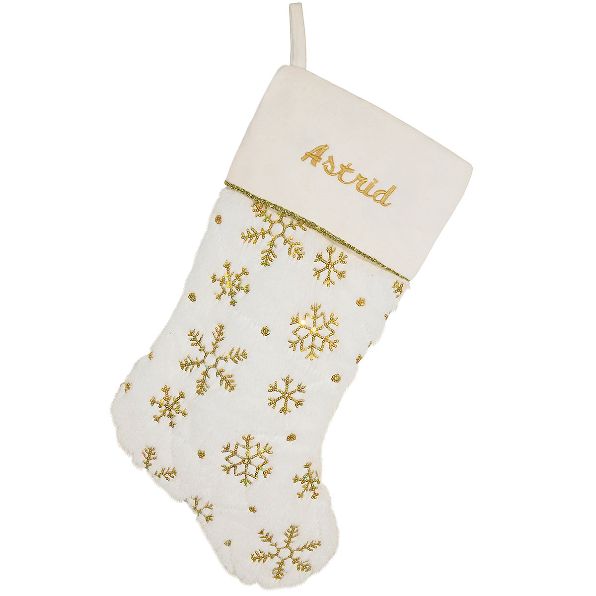 White Stocking With Gold Snowflakes