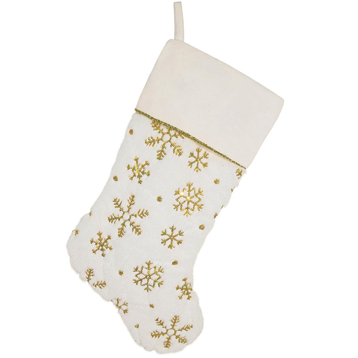 White Stocking With Gold Snowflakes