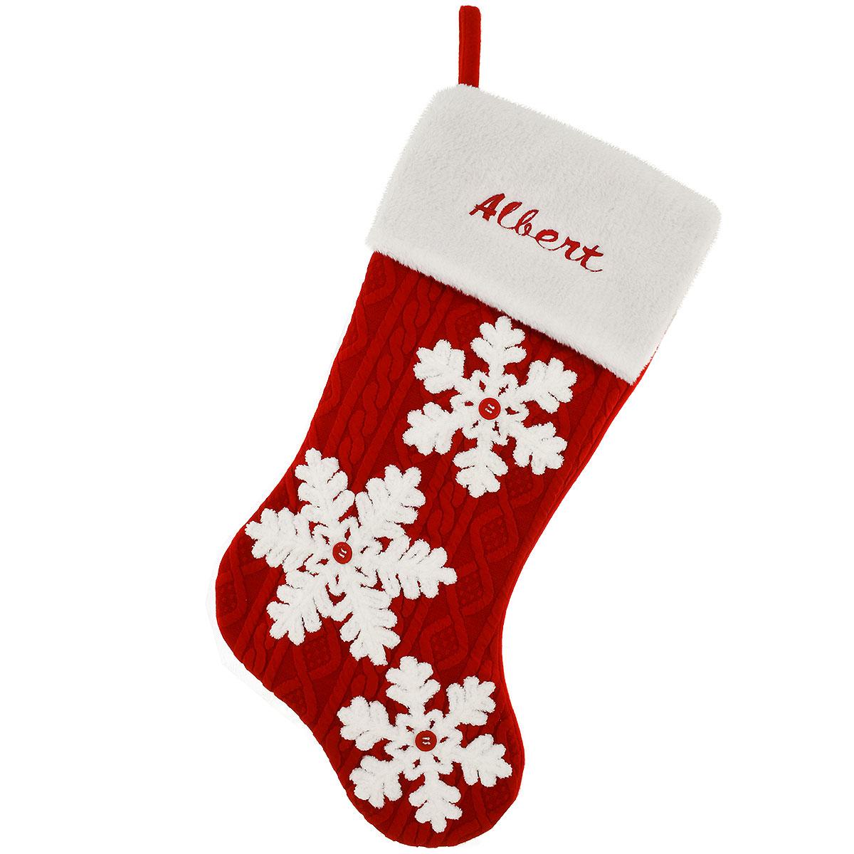 Personalized 20.5" Stamped Knit Snowflake Stocking