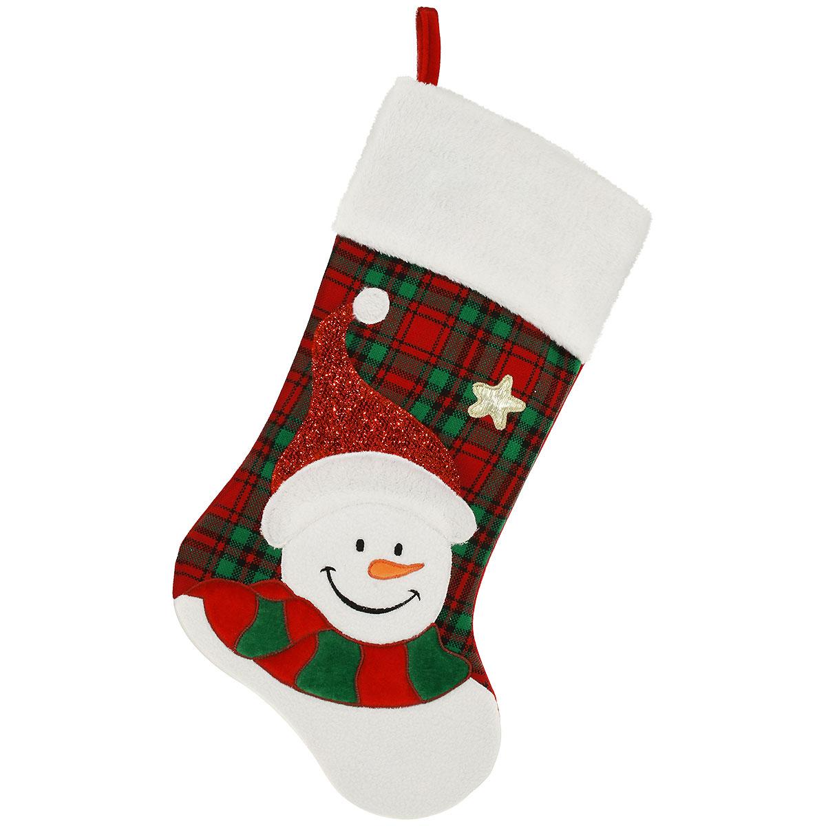 20.5" Plaid Snowman Stocking