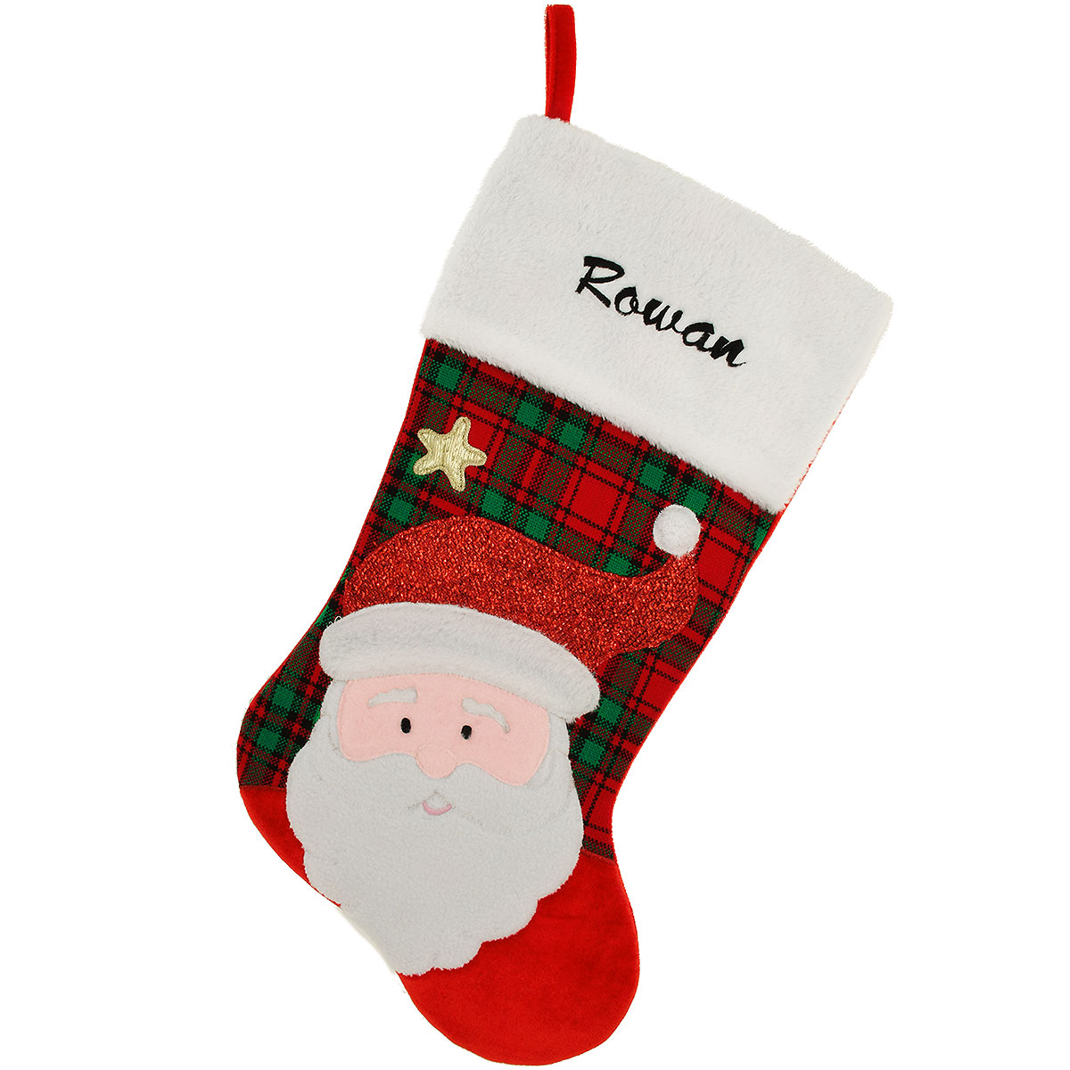 20.5 Inch Plaid Stocking With Santa