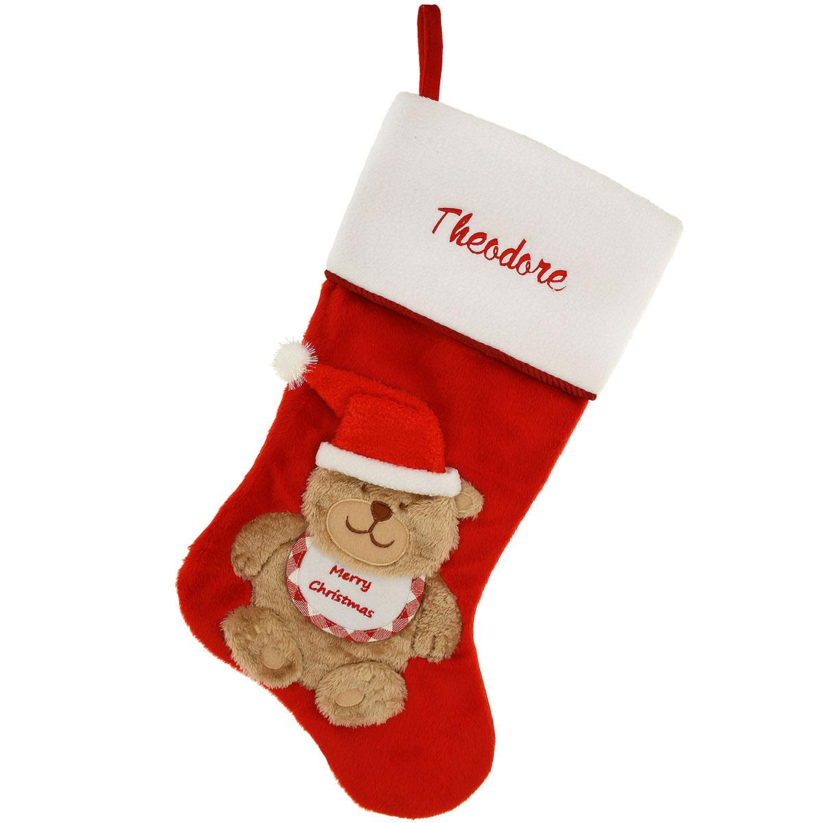 Personalized Merry Christmas Baby's Teddy Bear Stocking