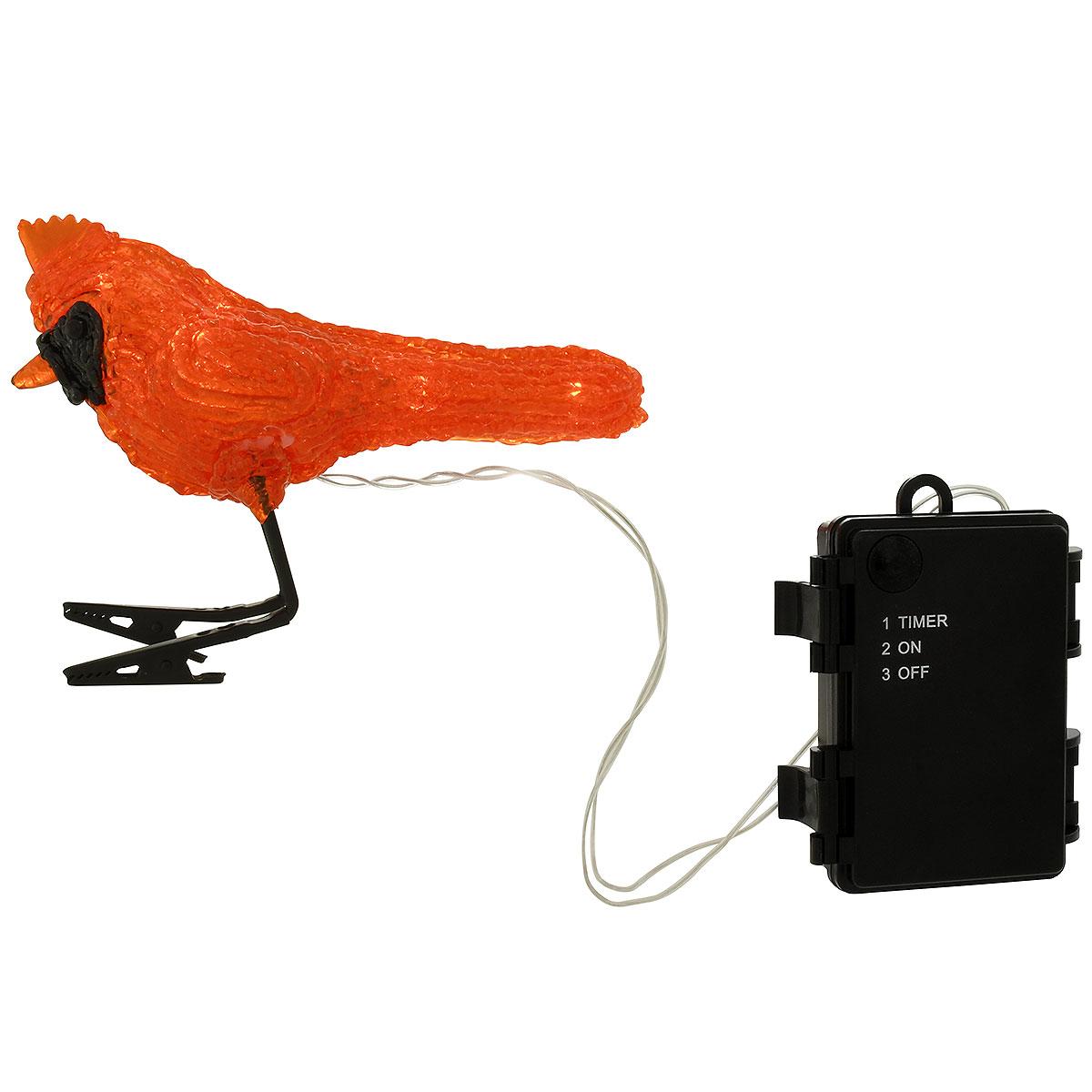 Battery Operated LED Lighted Clip-On Cardinal