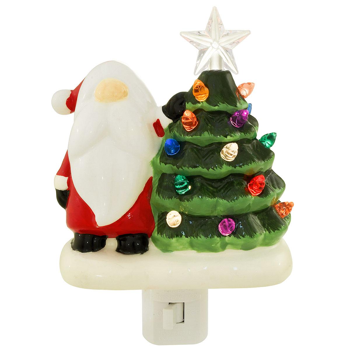 Gnome Santa With Ceramic Tree Night Light