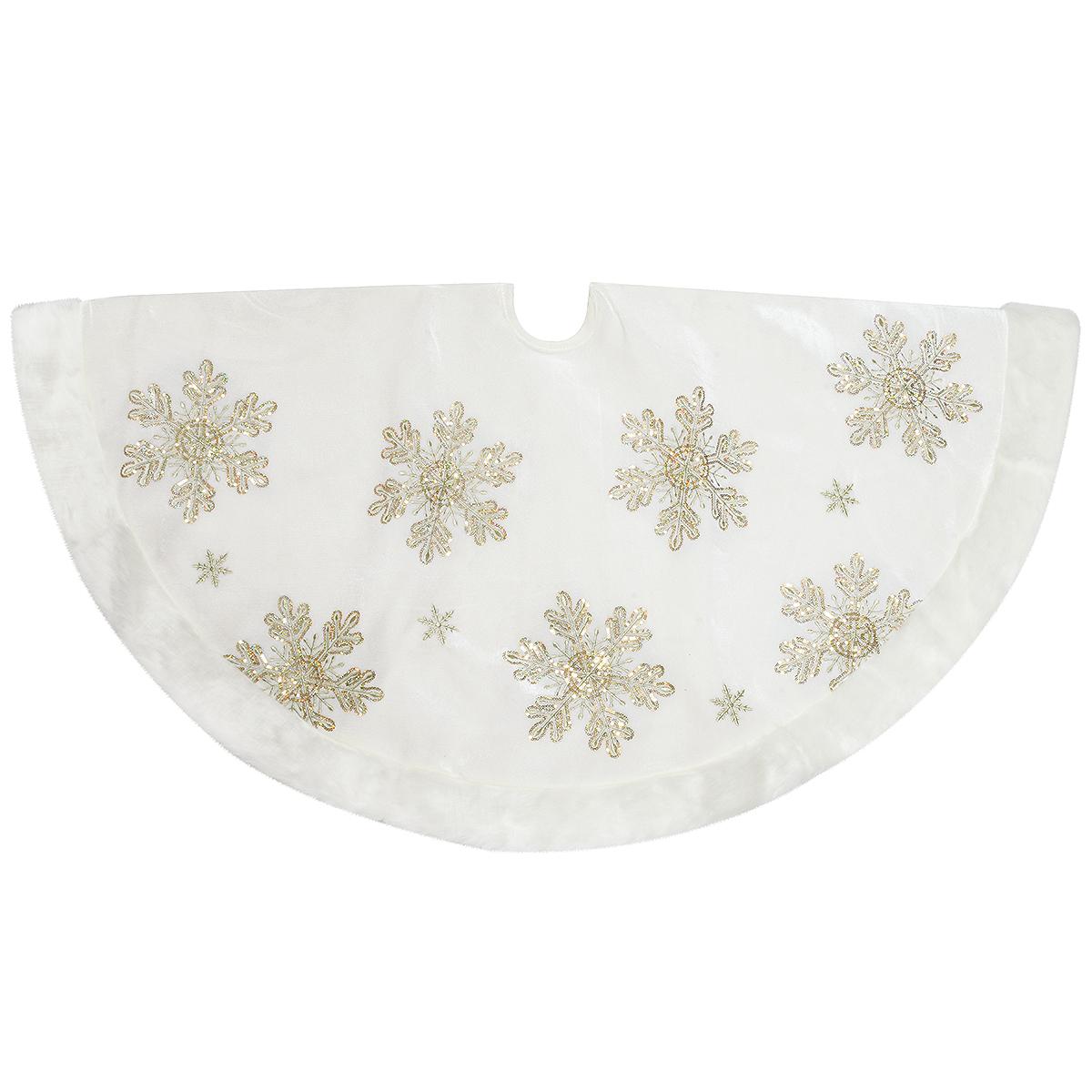 48 Inch Ivory Tree Skirt With Gold