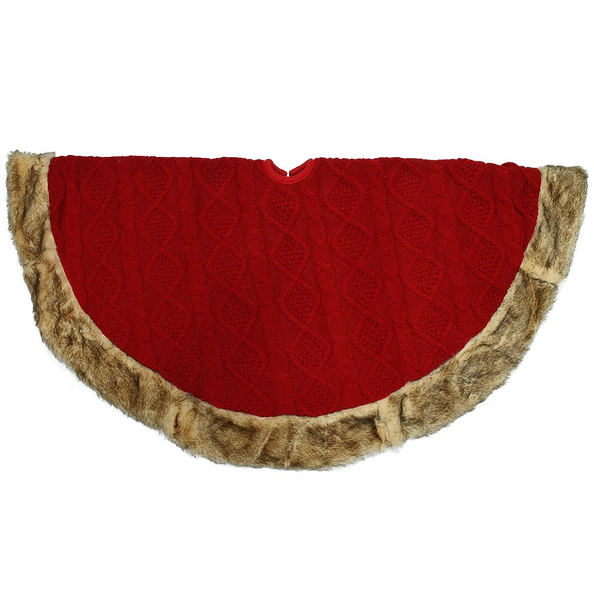 48 Inch Red Cable Knit Tree Skirt
