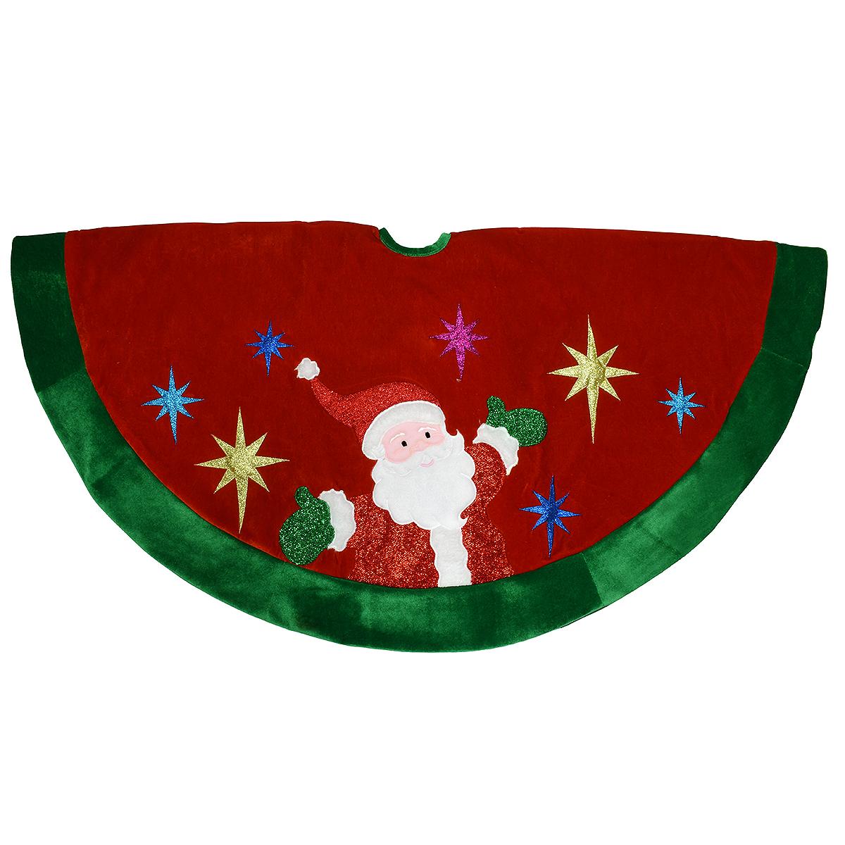 Santa With Stars Red Tree Skirt