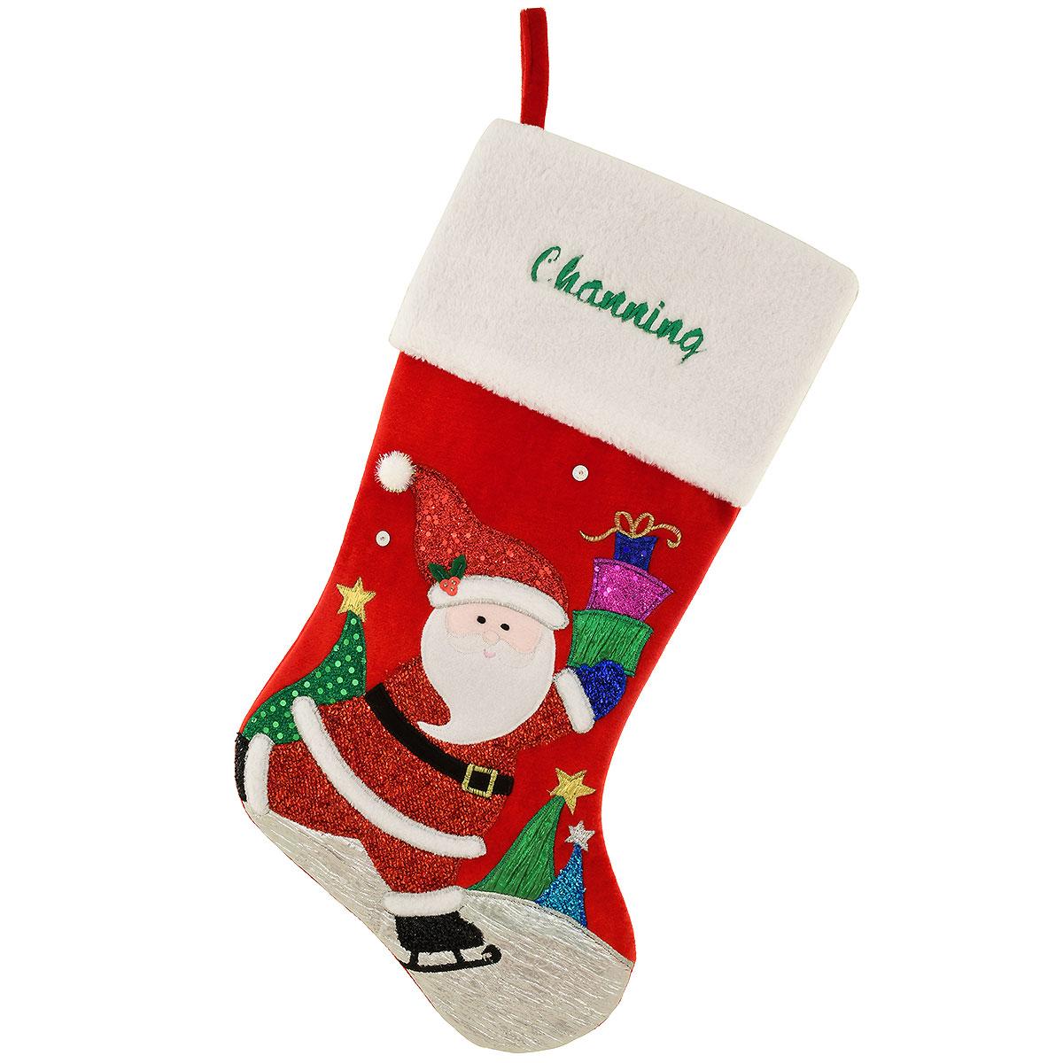 20.5 Inch Santa On Skates Stocking