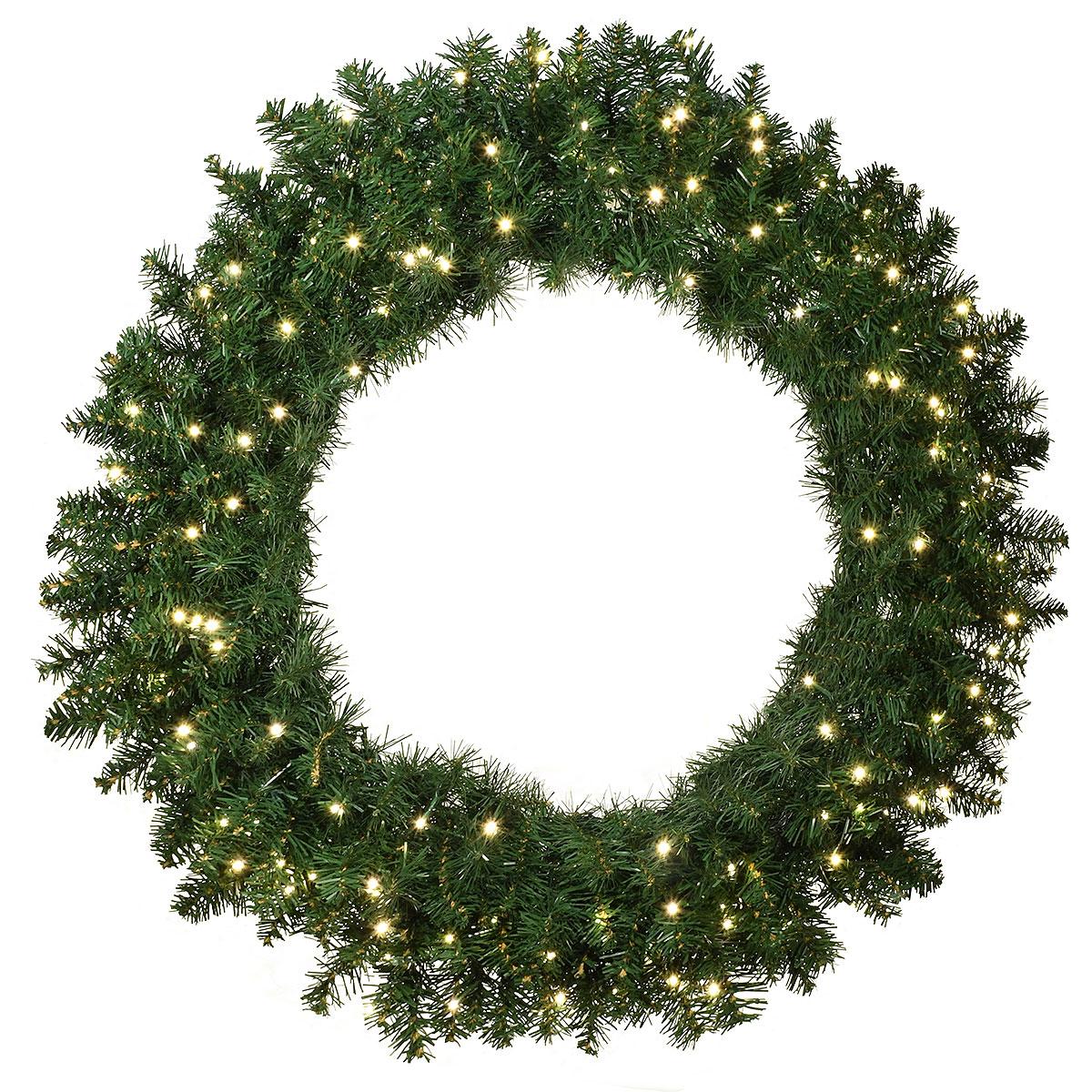36 Inch Wreath With 150 Warm, White