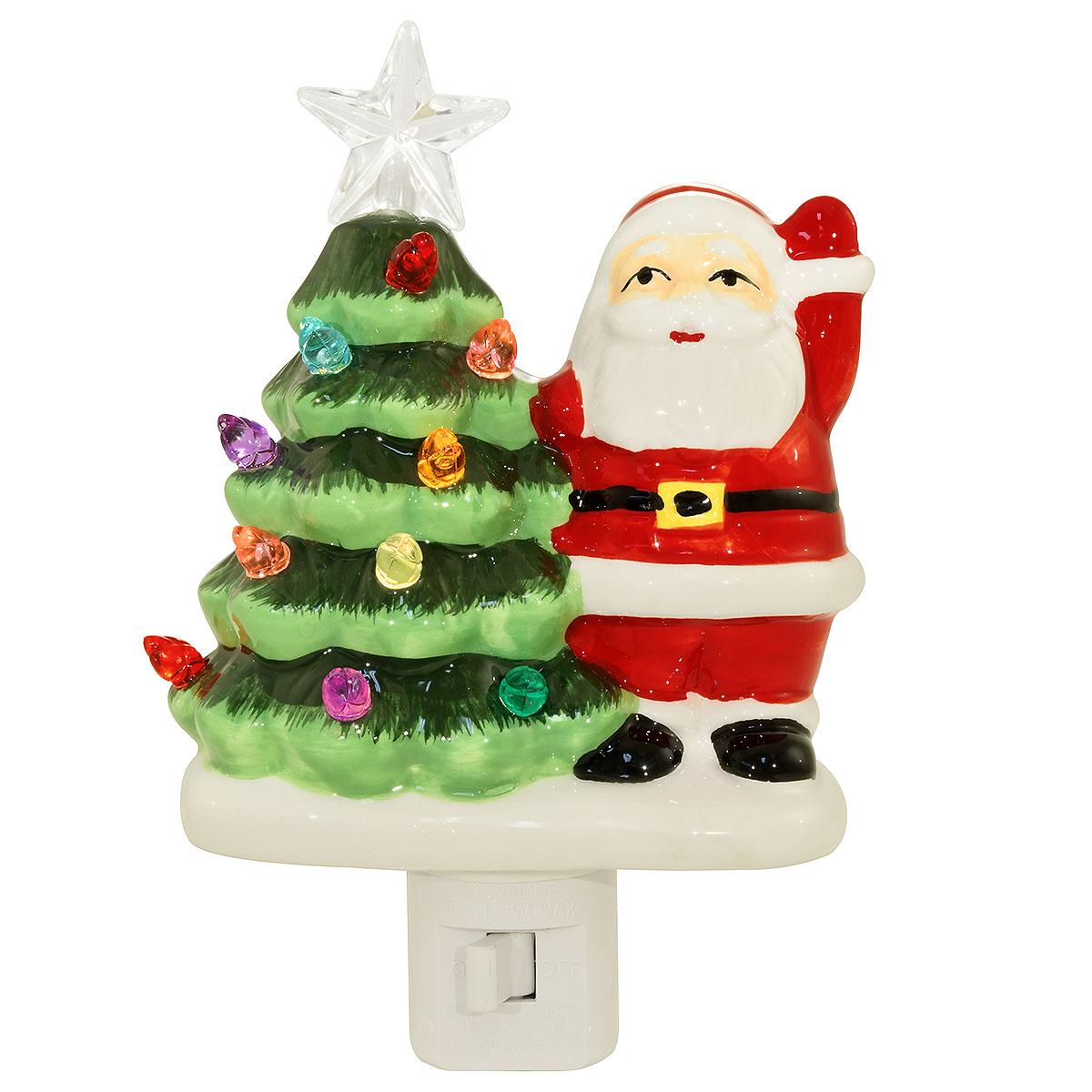 Santa Nightlight With Vintage Tree