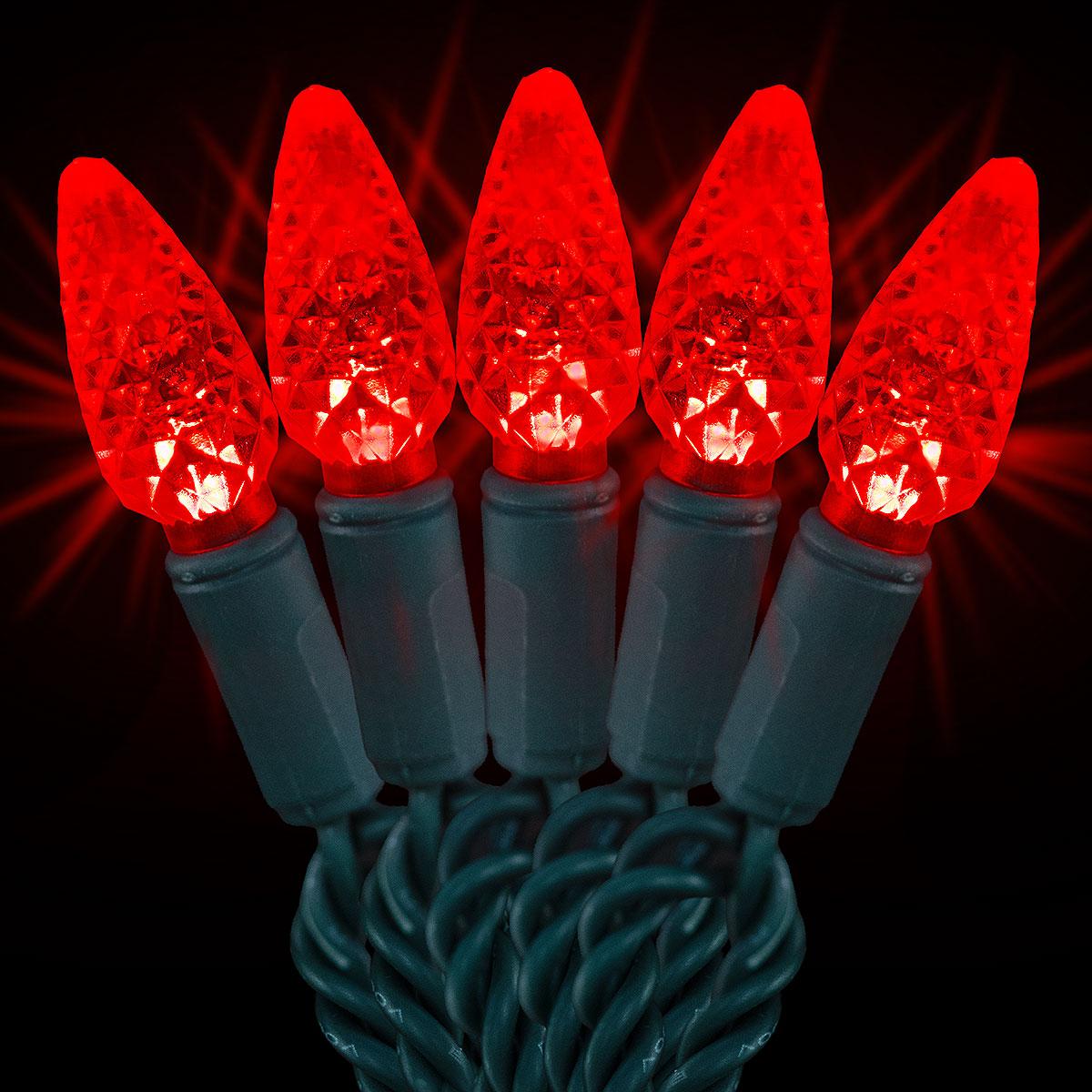 Red 100 Light C6 Faceted LED String