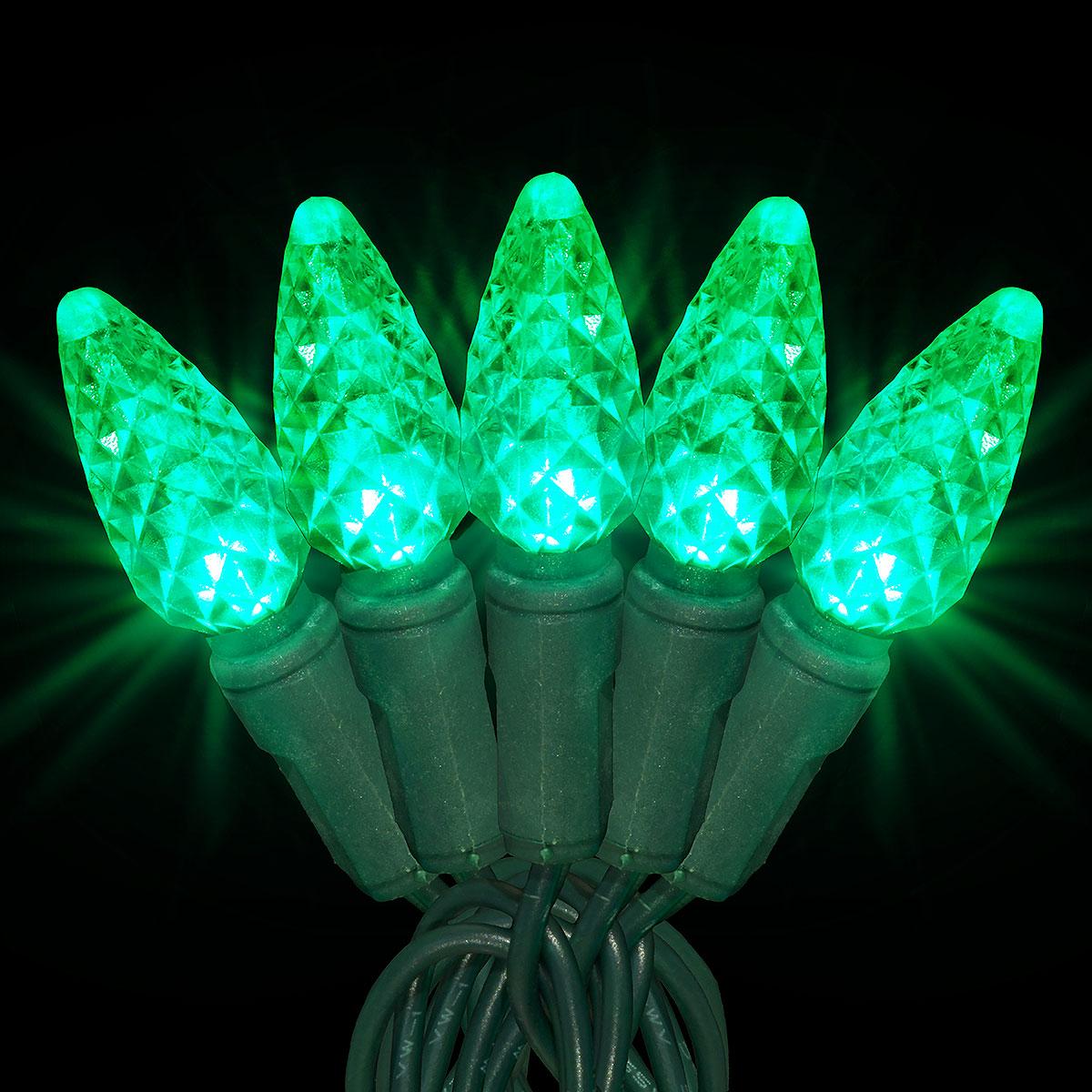 Green 100 Light C6 Faceted LEDs