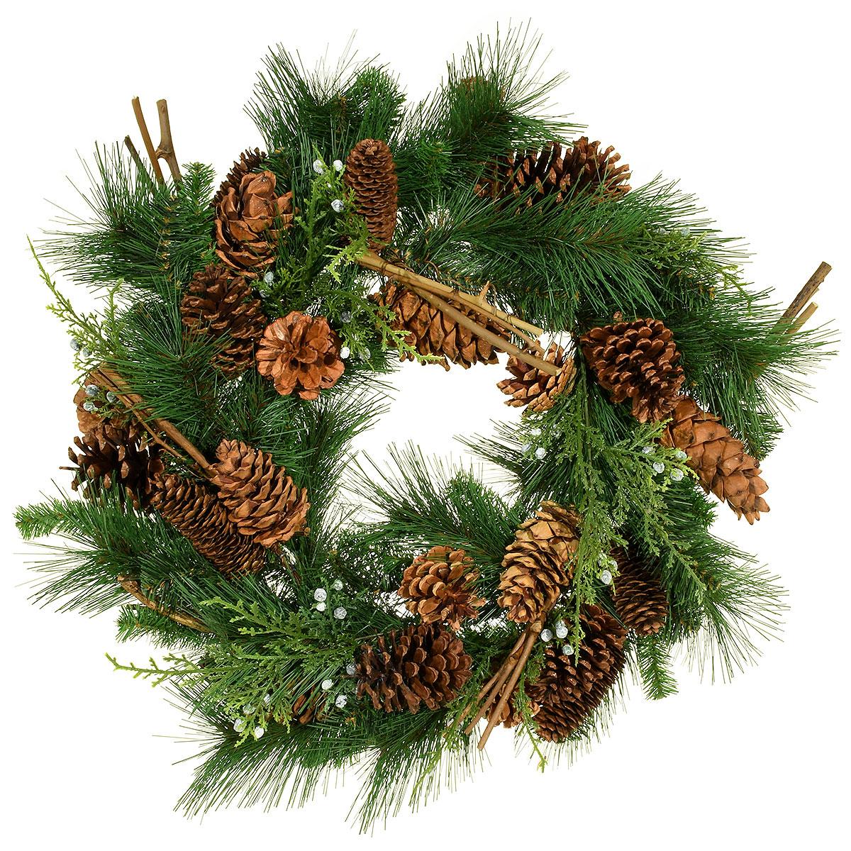 24 Inch Mixed Pine Wreath With Pine