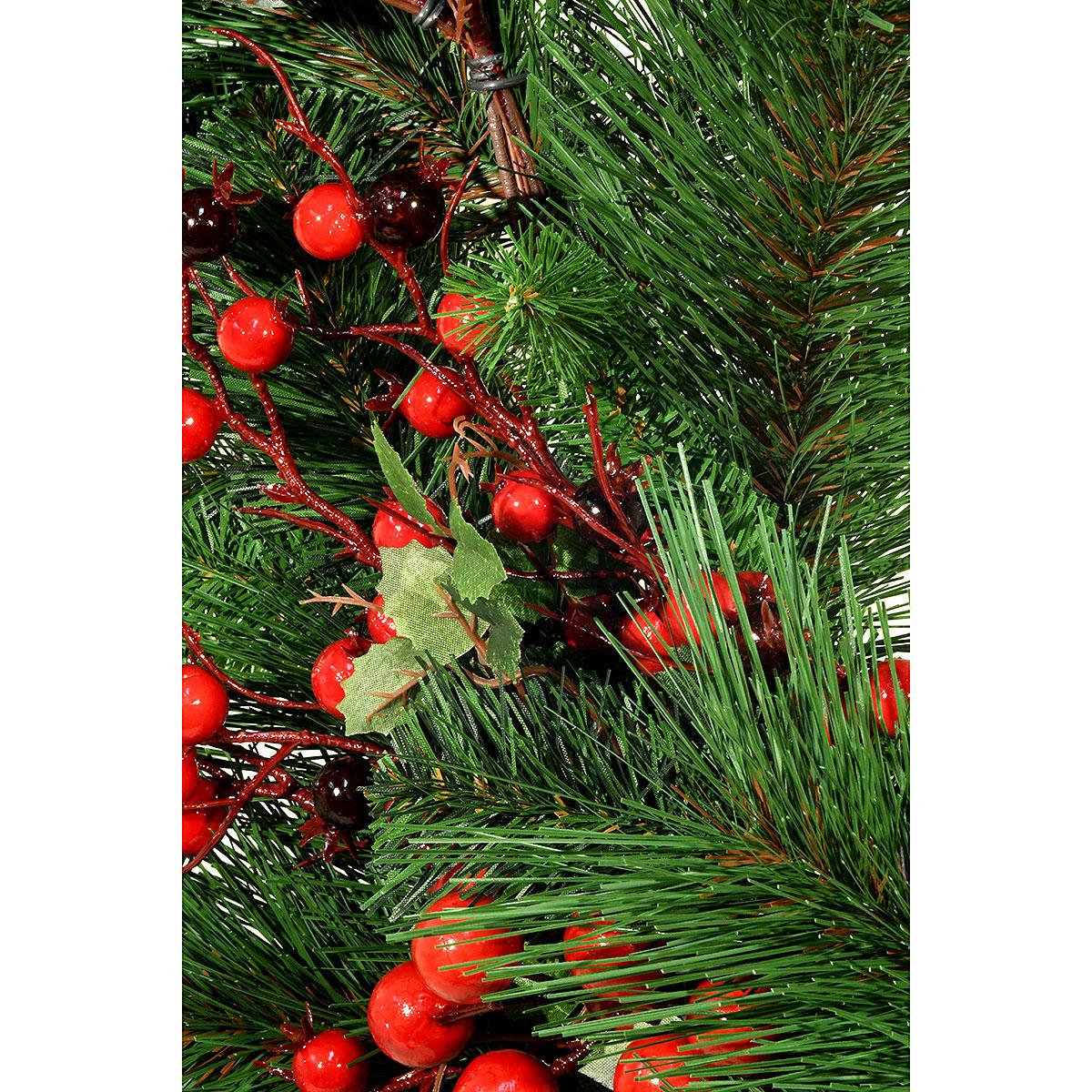 32" Mixed Pine Teardrop W Berries Branch Detail