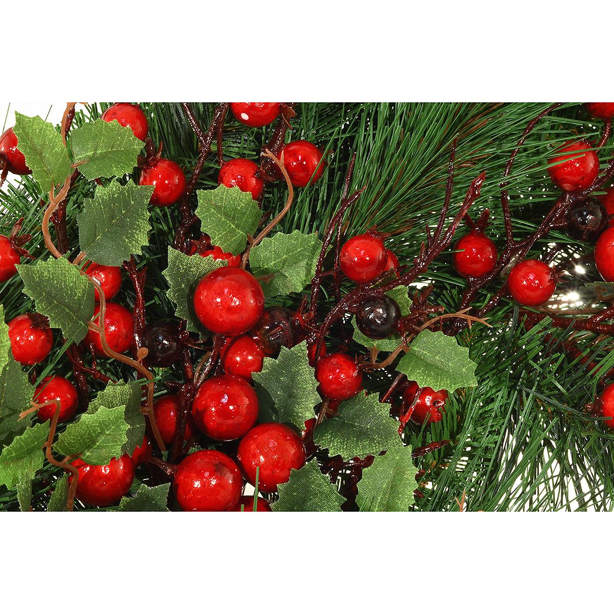 Artificial Mixed Pine Wreath With Red Berries